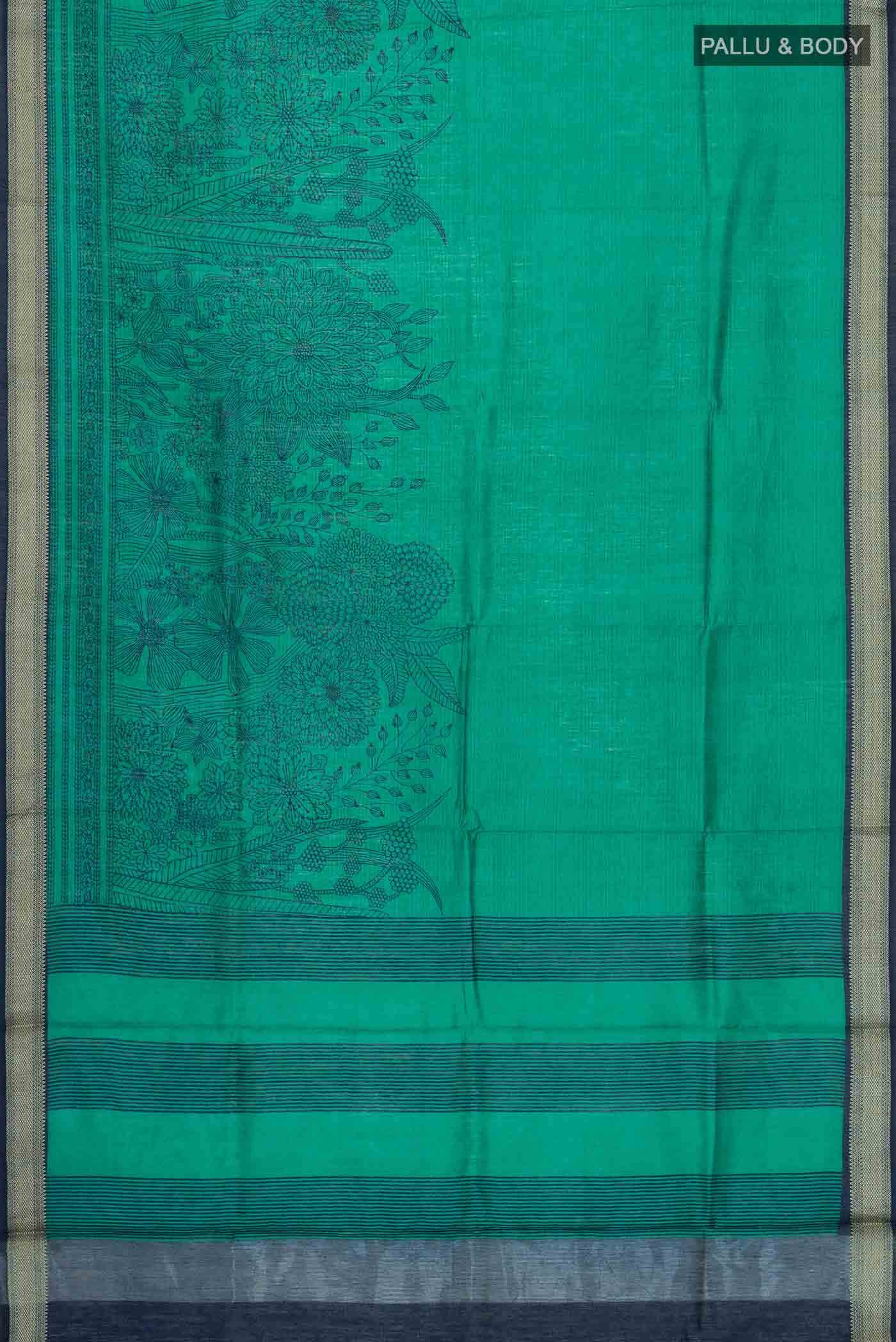 Green Bhagalpuri Tussar Silk Saree