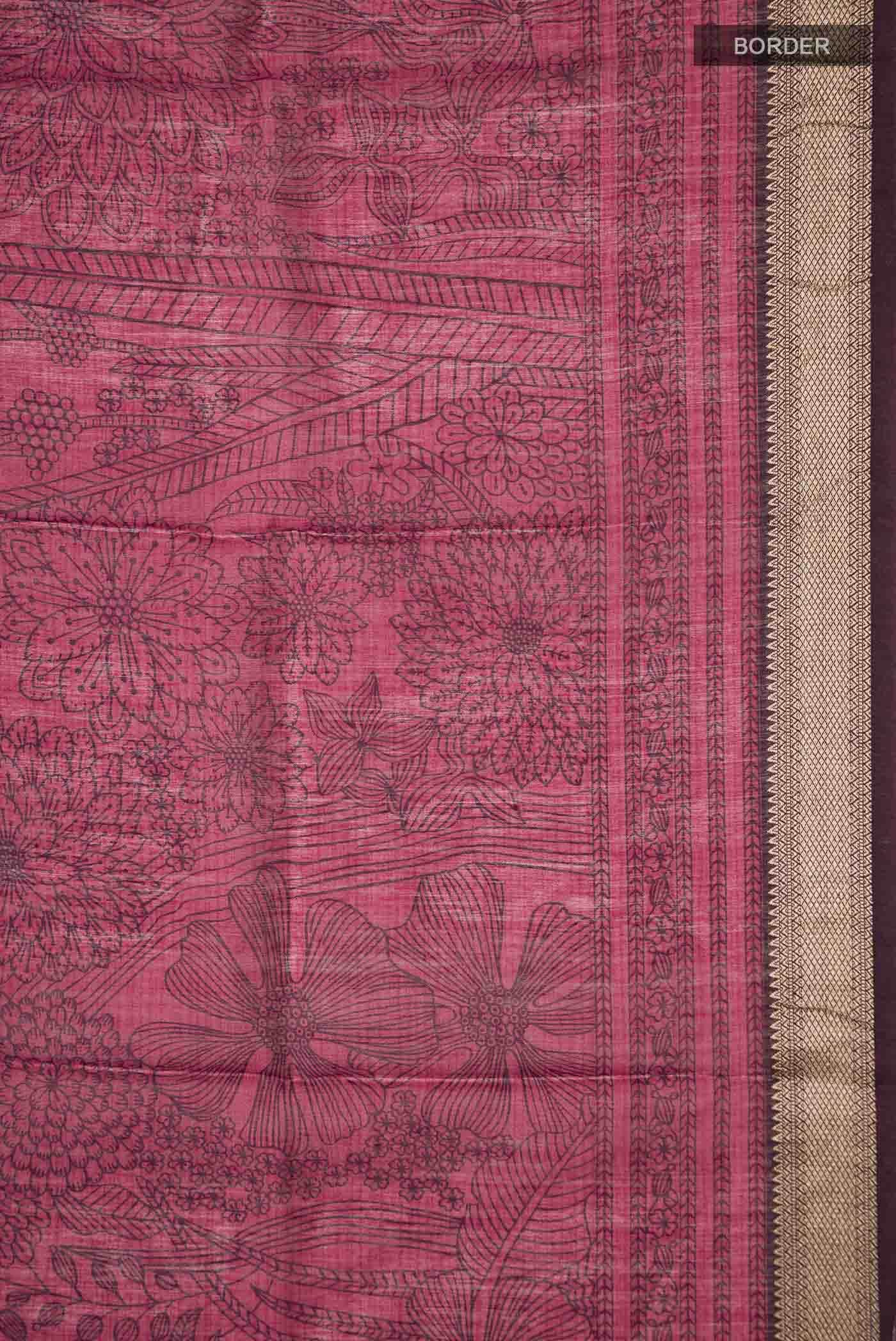 Maroon Bhagalpuri Tussar Silk Saree