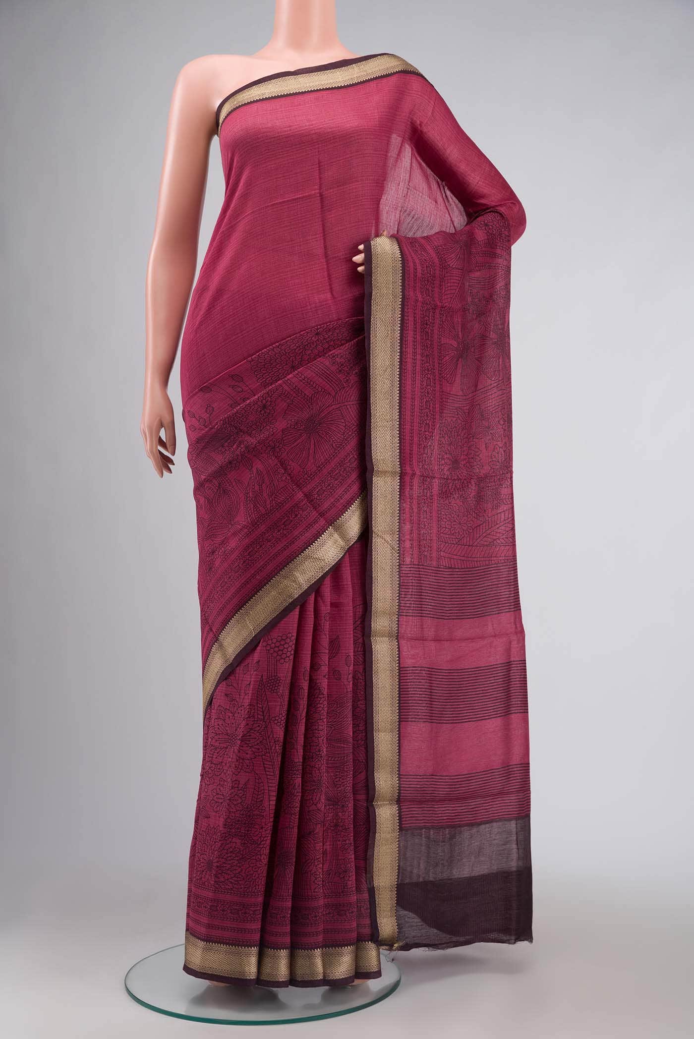 Maroon Bhagalpuri Tussar Silk Saree