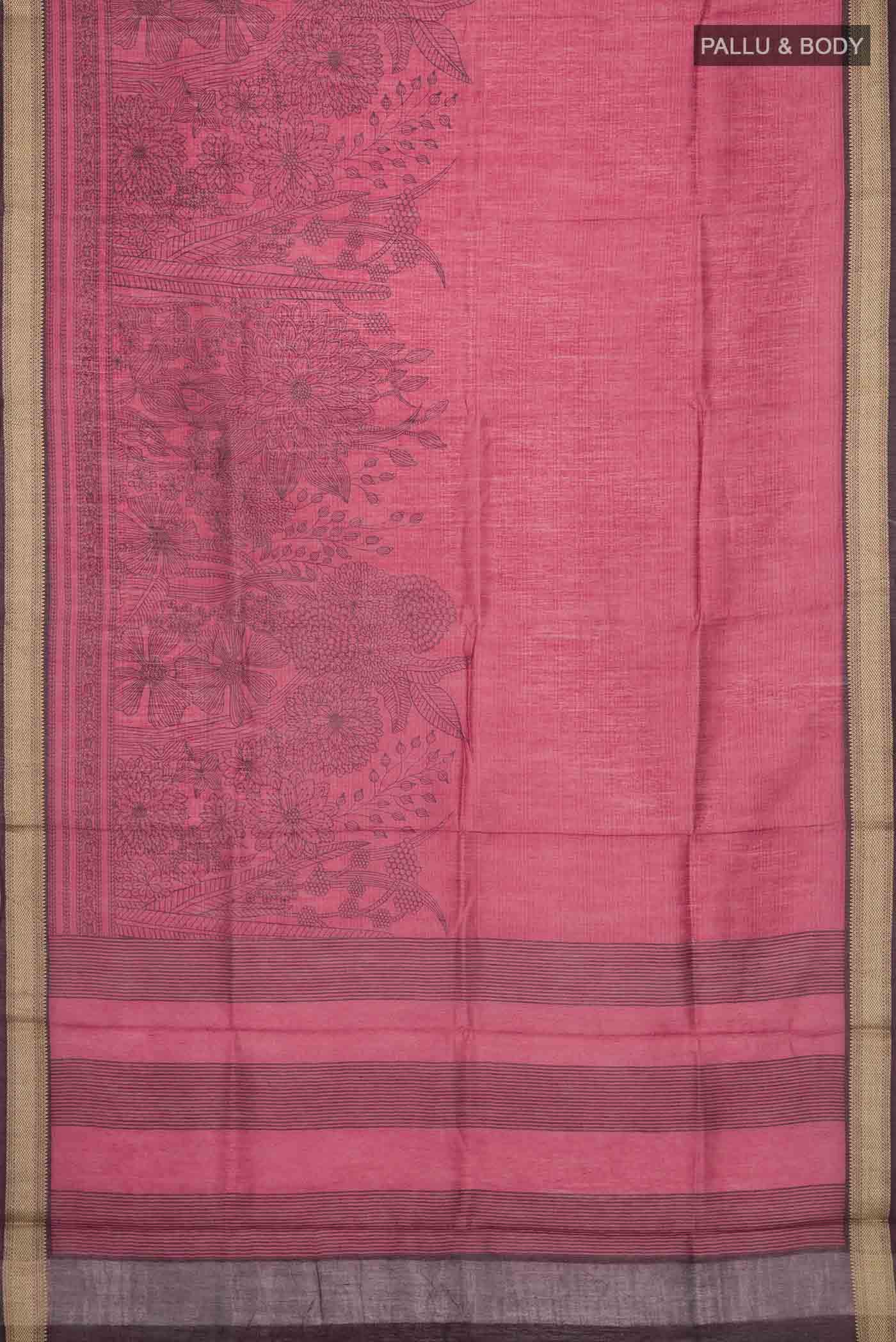 Maroon Bhagalpuri Tussar Silk Saree