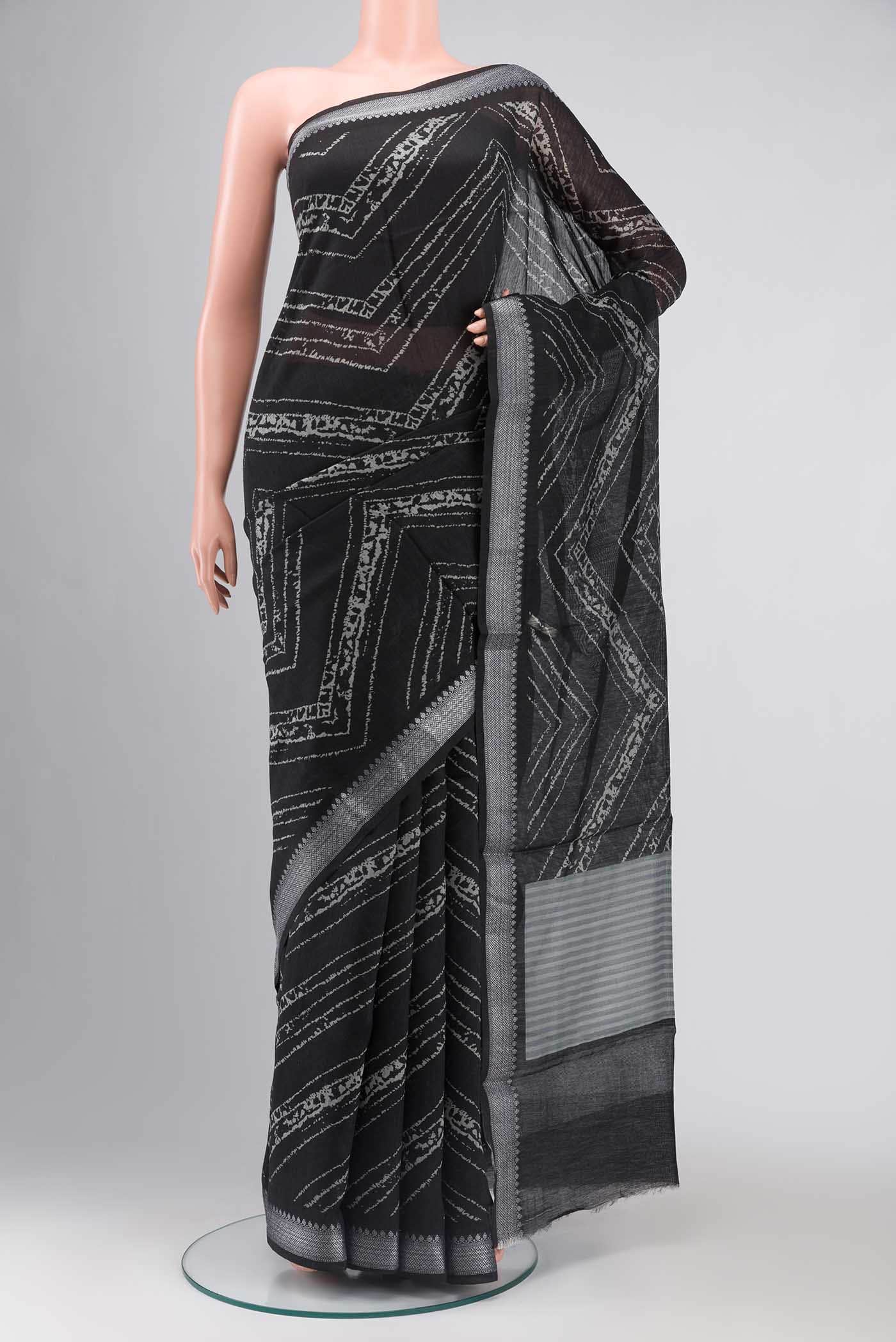Black Bhagalpuri Tussar Silk Saree