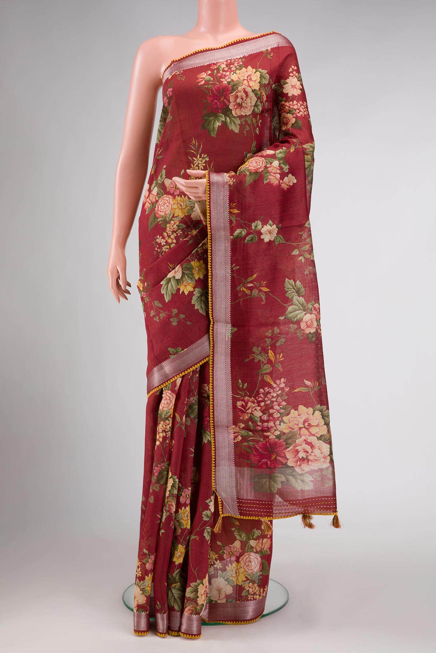 Dark Mauve Dual Tone Tussar Silk Saree