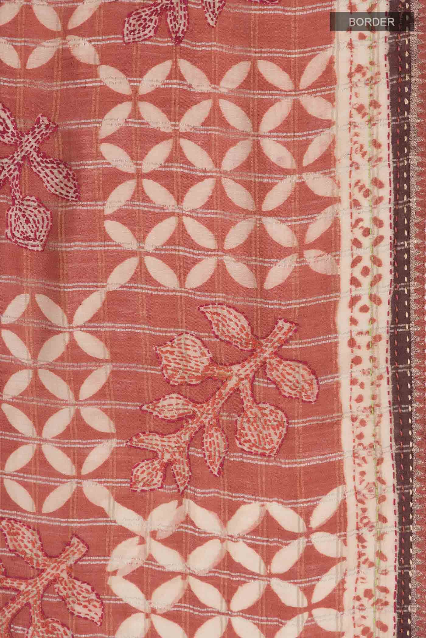 Rust Tussar Silk Saree
