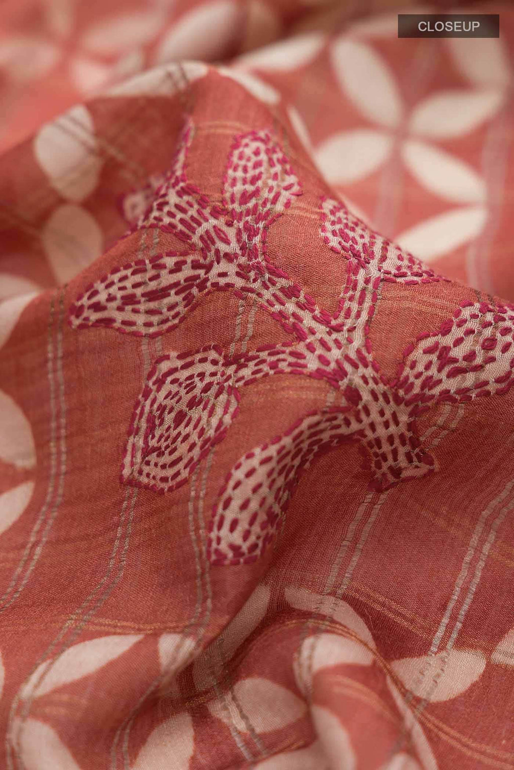 Rust Tussar Silk Saree