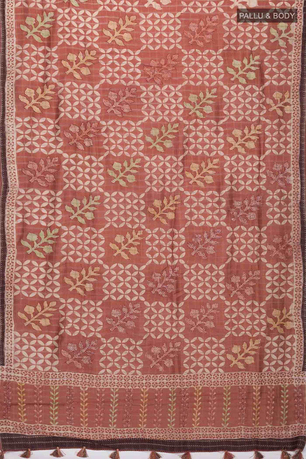 Rust Tussar Silk Saree