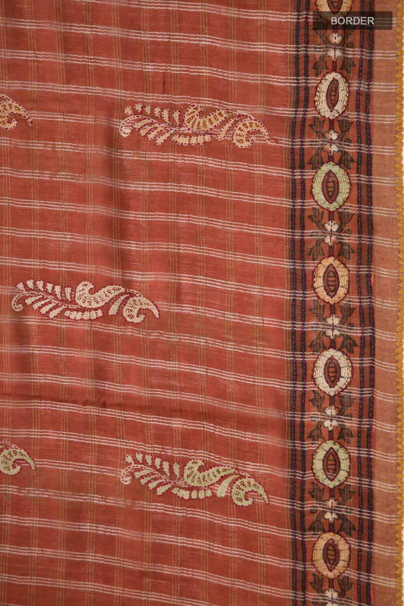 Rust Bhagalpuri Tussar Silk Saree