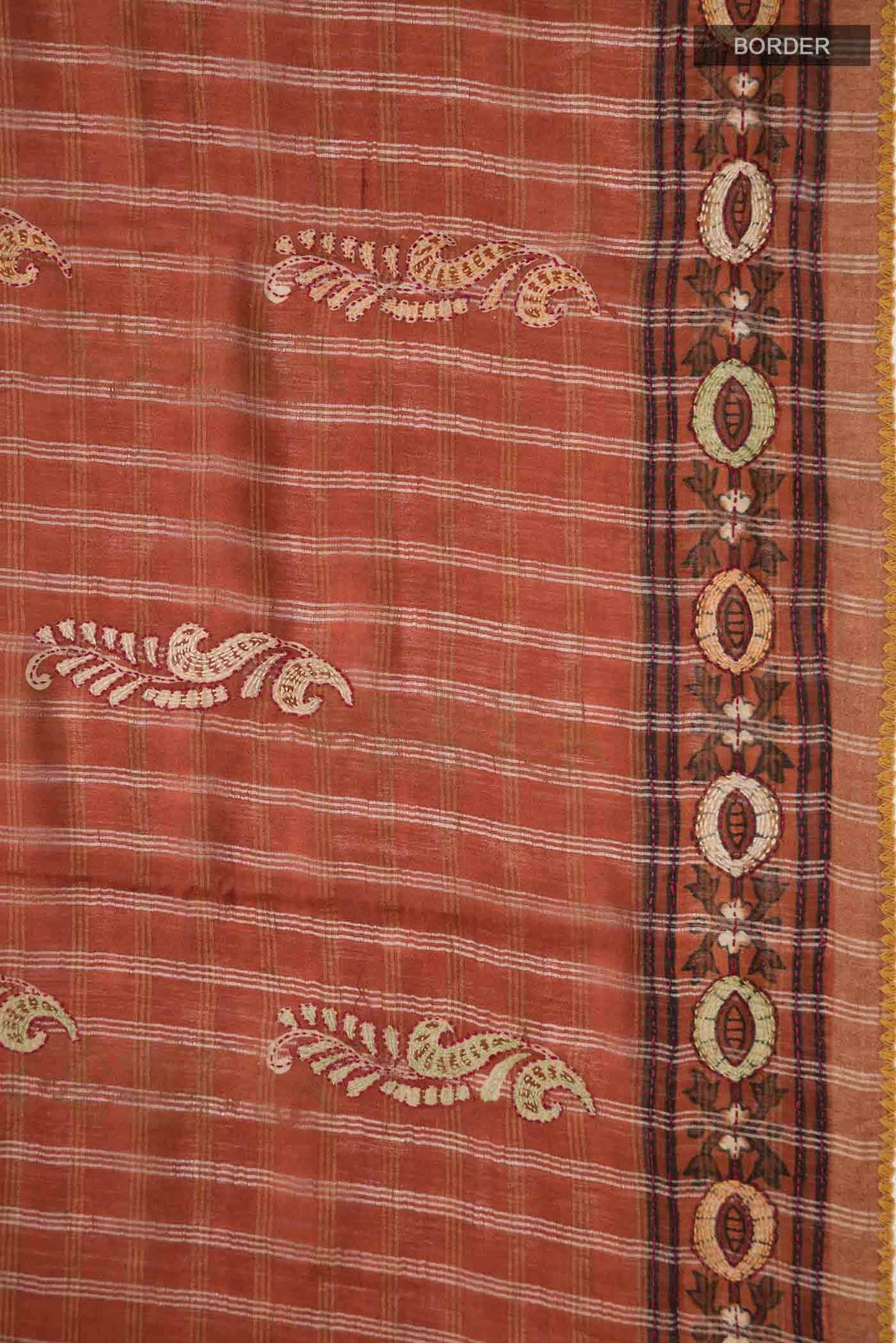 Rust Bhagalpuri Tussar Silk Saree