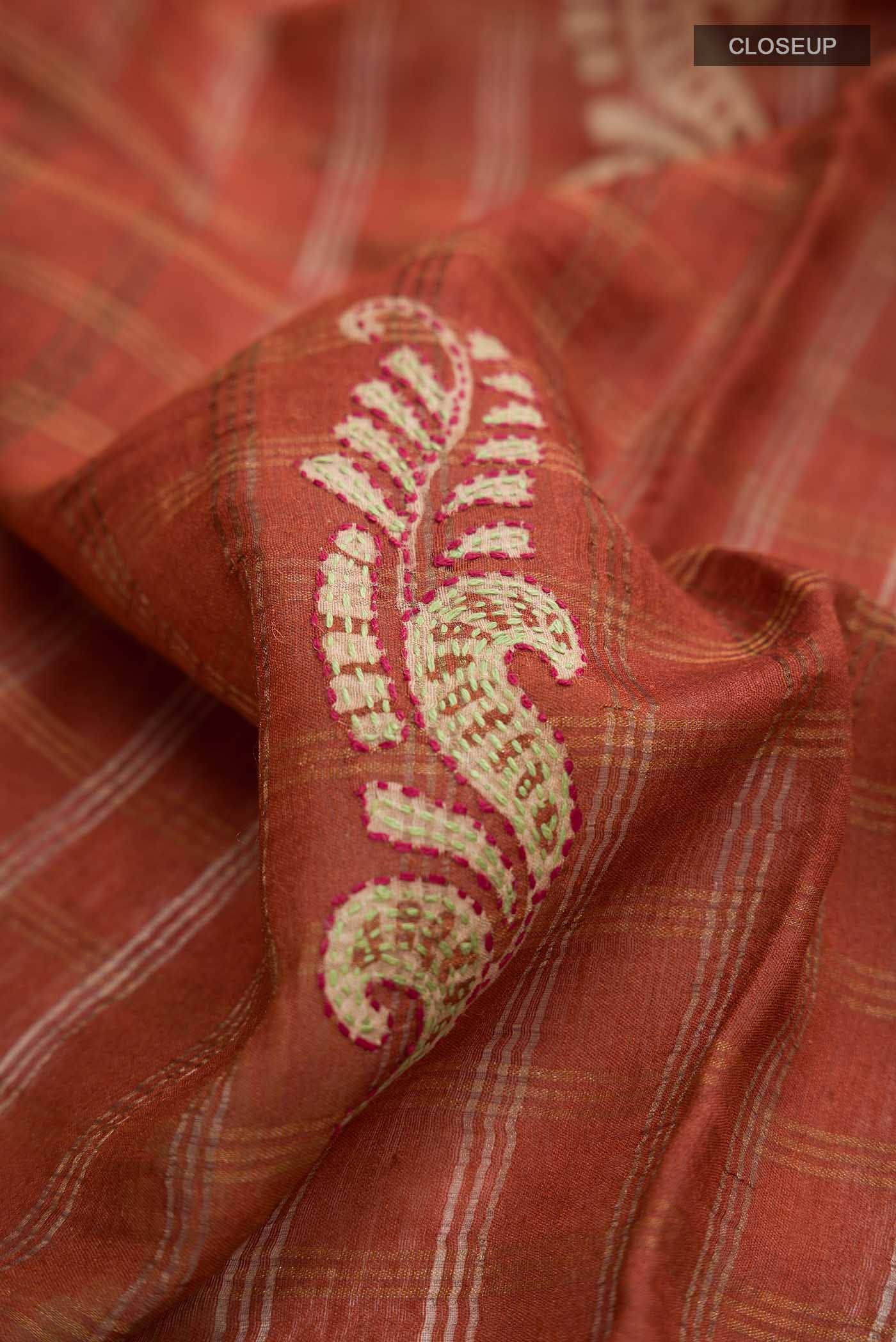 Rust Bhagalpuri Tussar Silk Saree