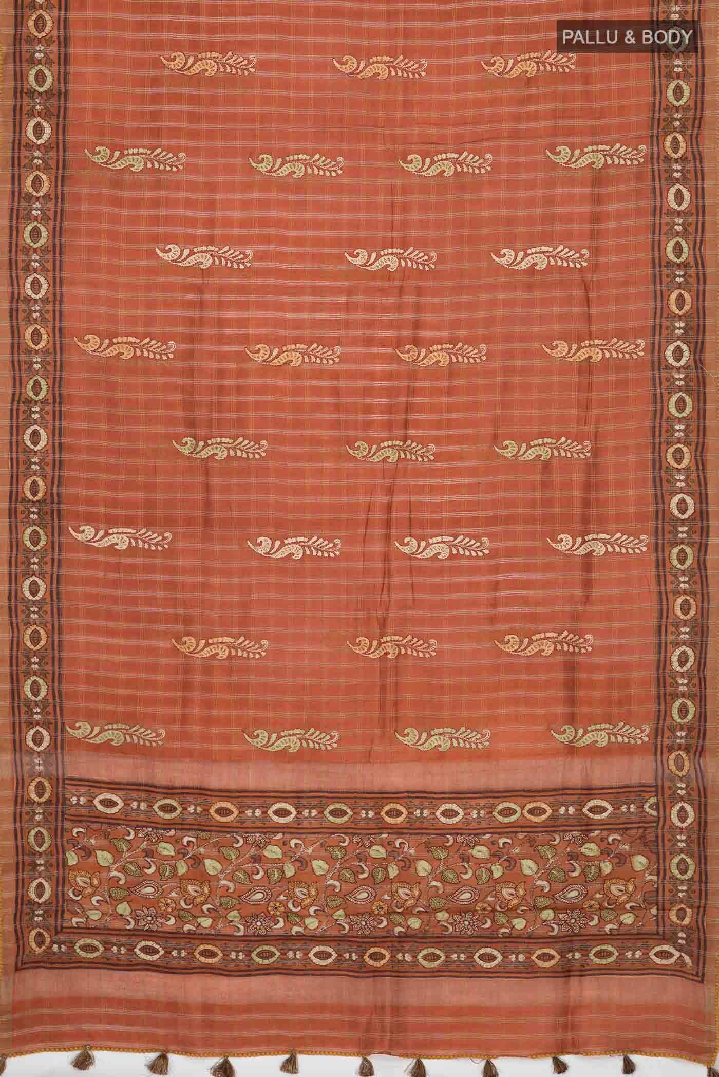 Rust Bhagalpuri Tussar Silk Saree