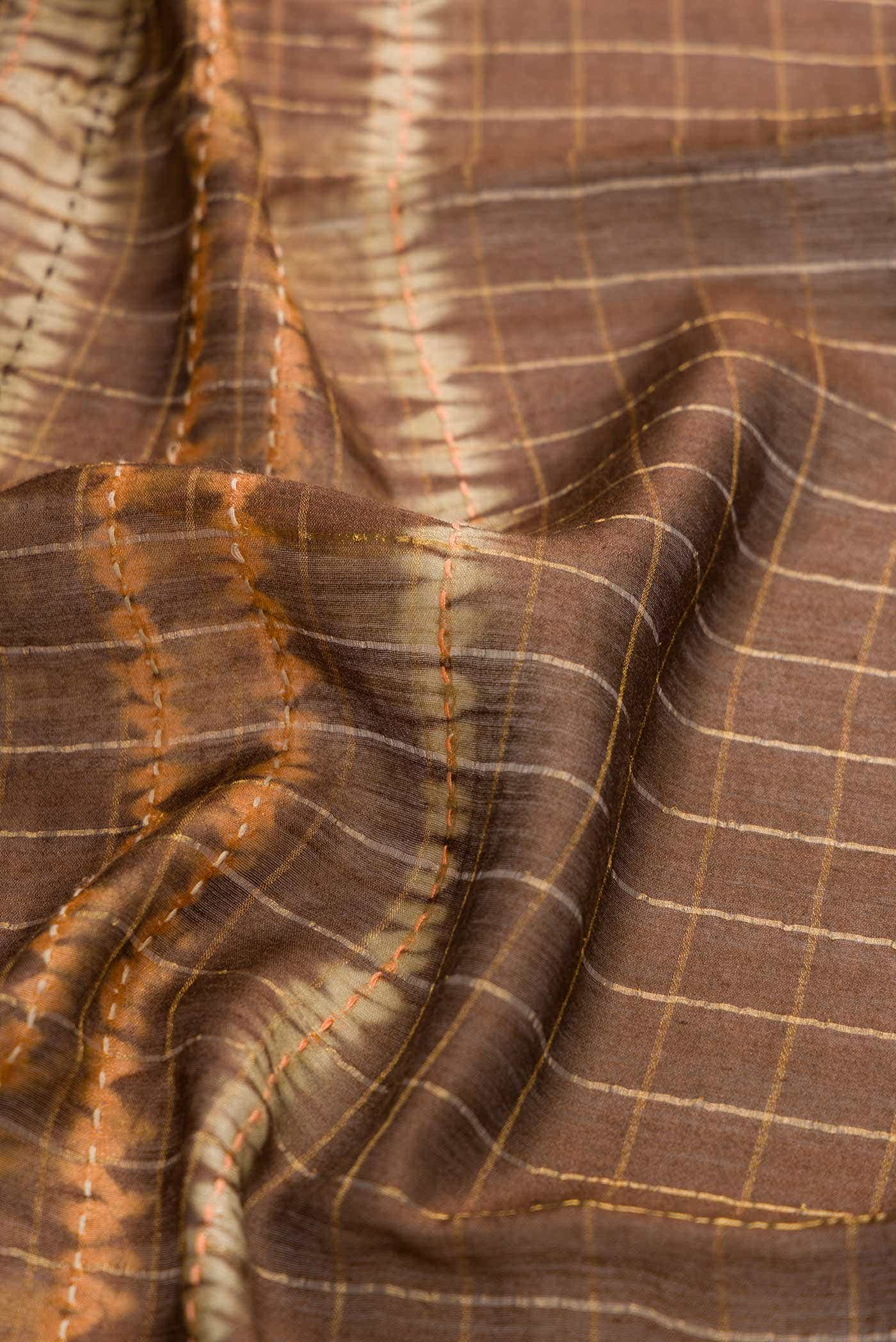Brown Tussar Silk Saree
