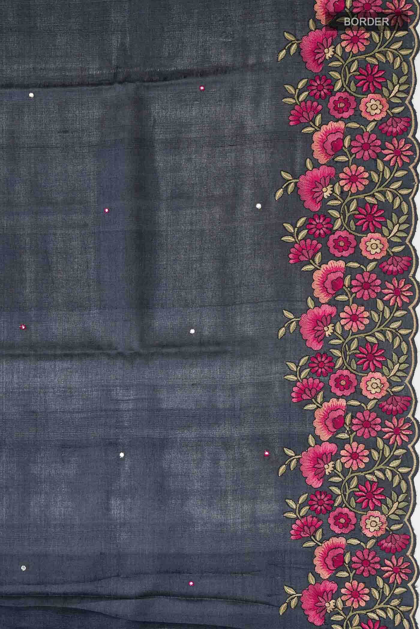 Black Tussar Silk Saree