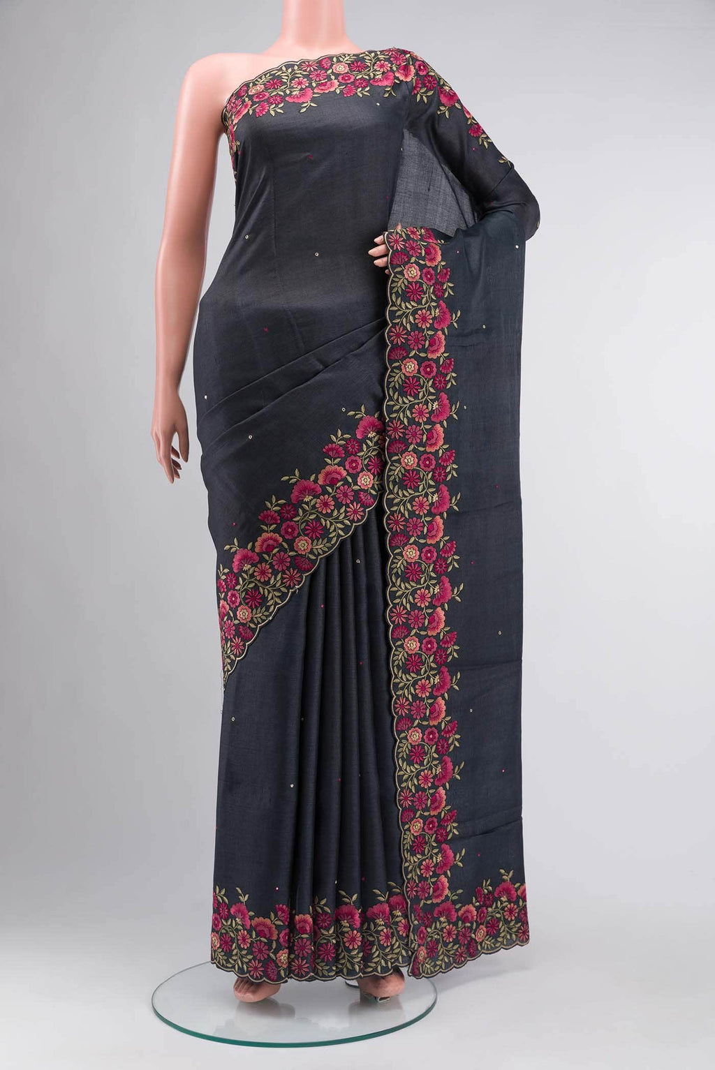 Black Tussar Silk Saree