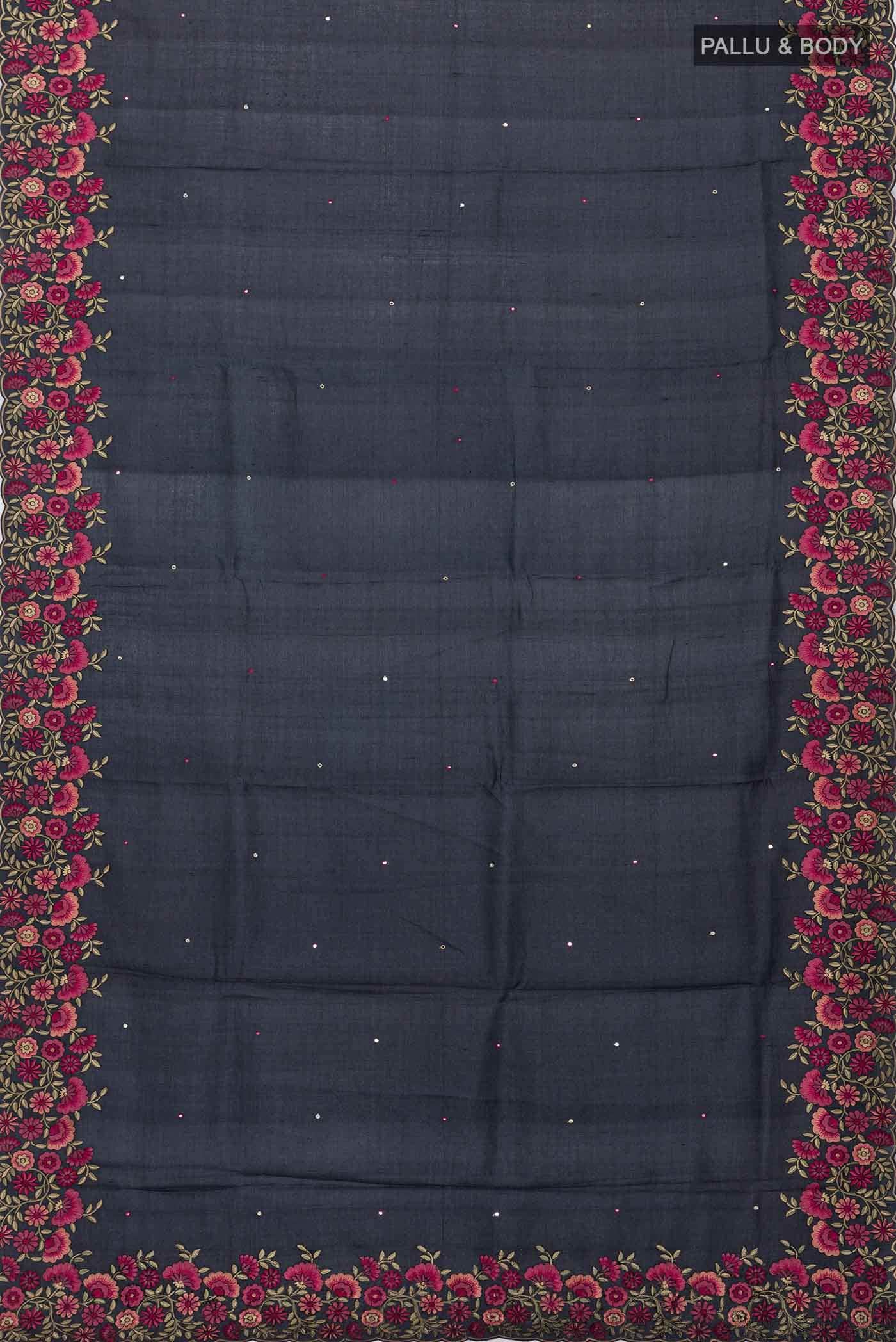 Black Tussar Silk Saree