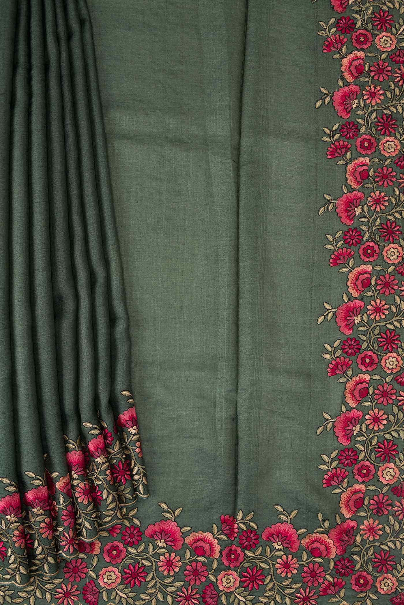 Green Dual Tone Tussar Silk Saree
