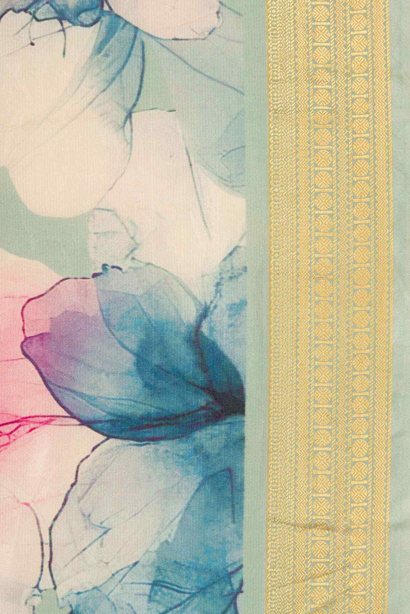Blue Grey Kanchipuram Silk Saree