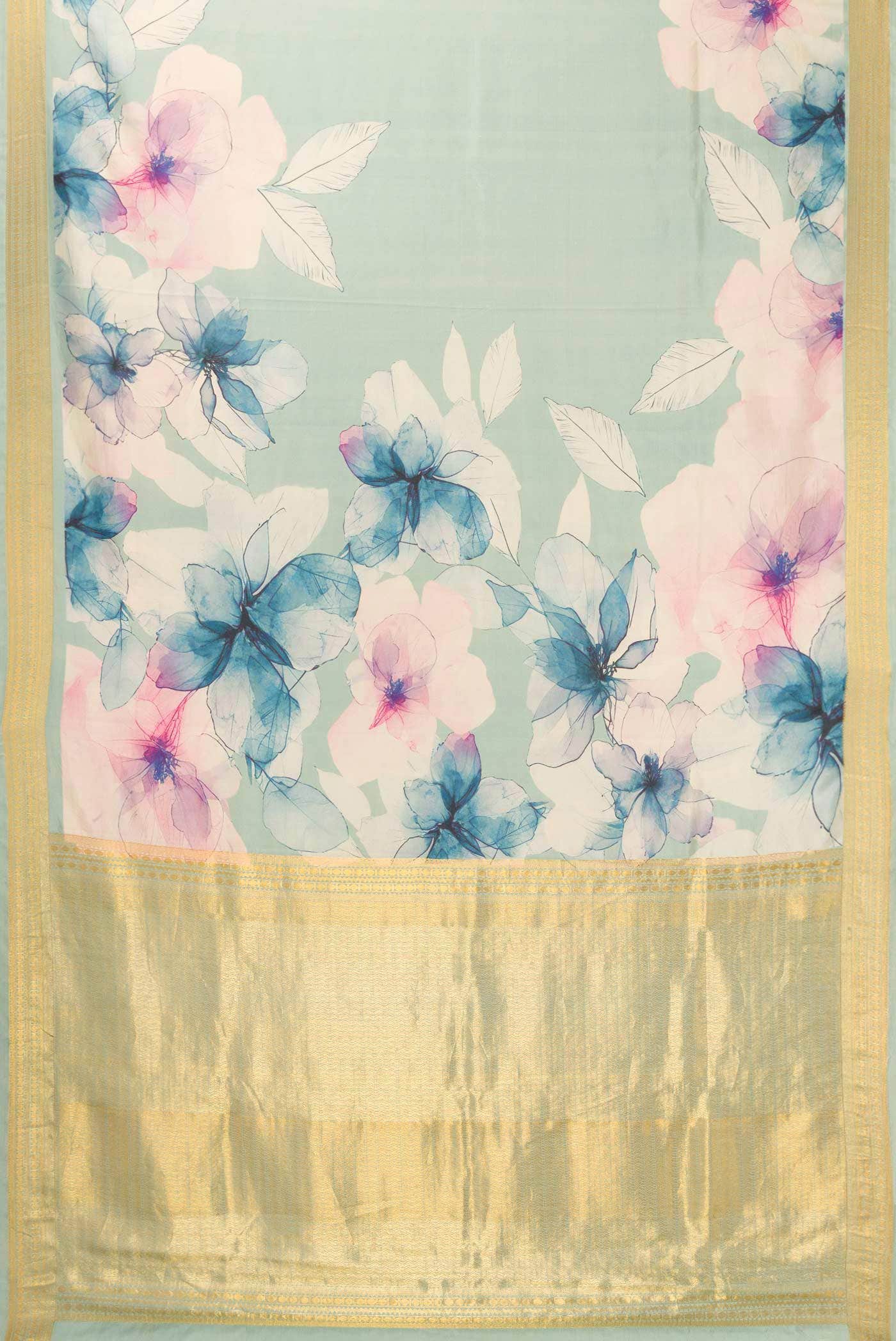 Blue Grey Kanchipuram Silk Saree