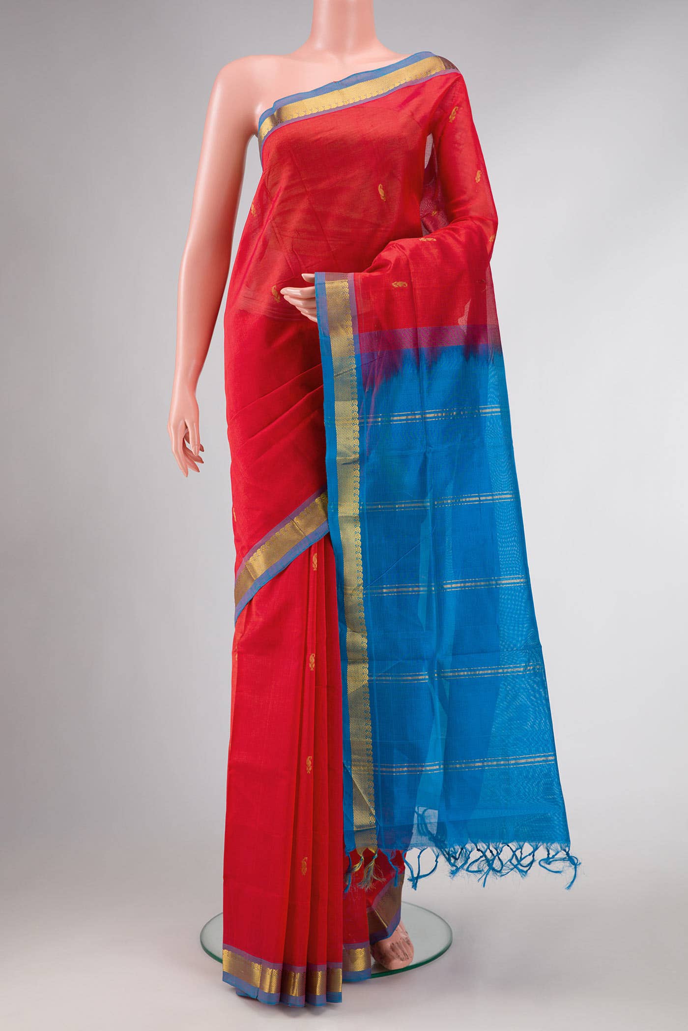 Red Dual Tone Silk Cotton Saree