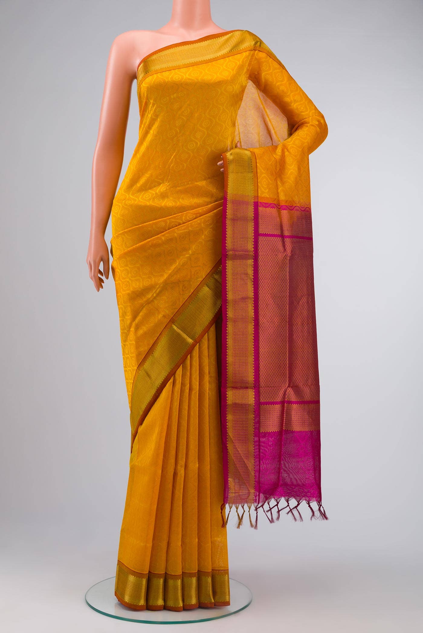 Yellow Silk Cotton Saree
