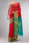 Red Dual Tone Silk Cotton Saree