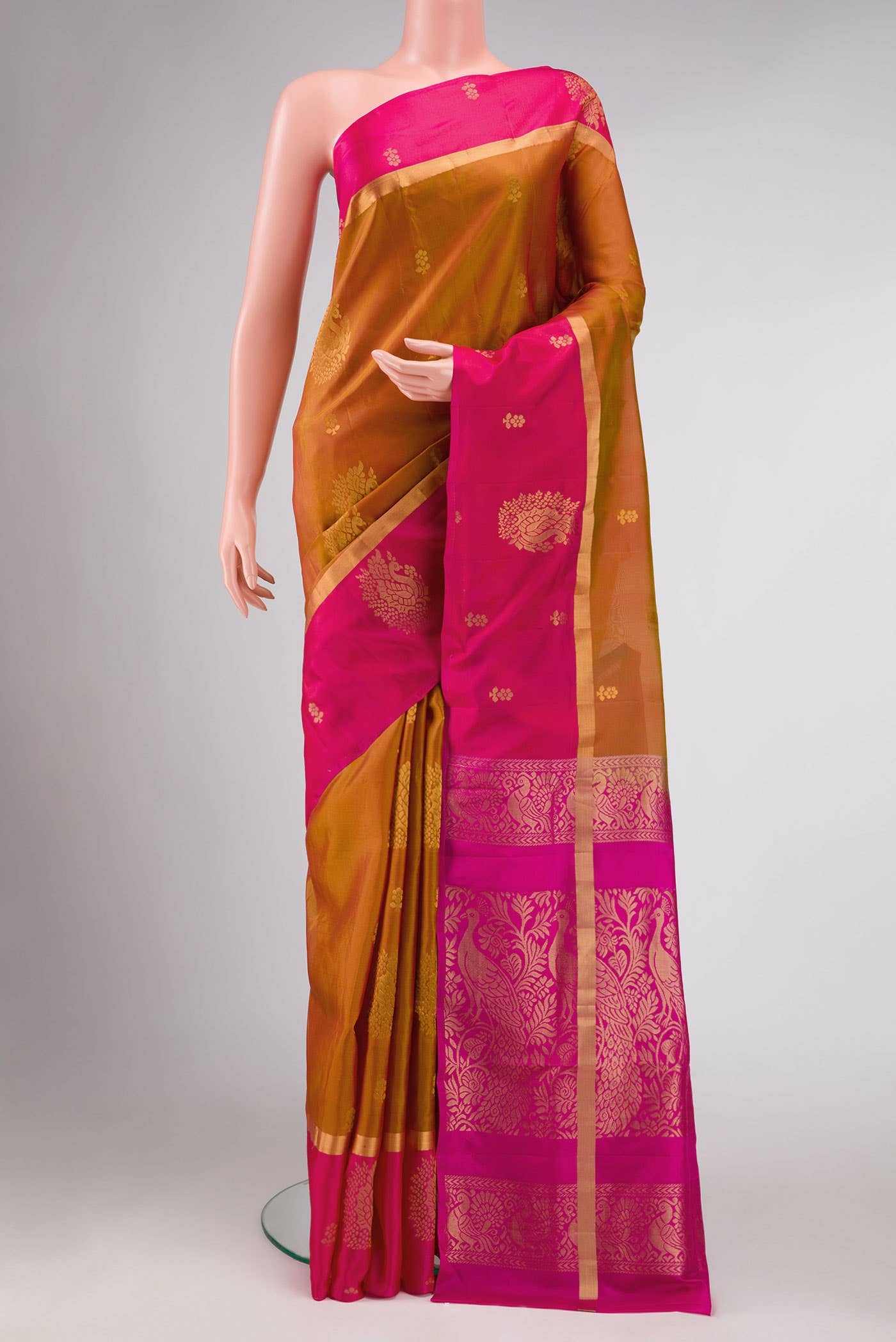 Dark Pink Dual Tone Soft Silk Saree