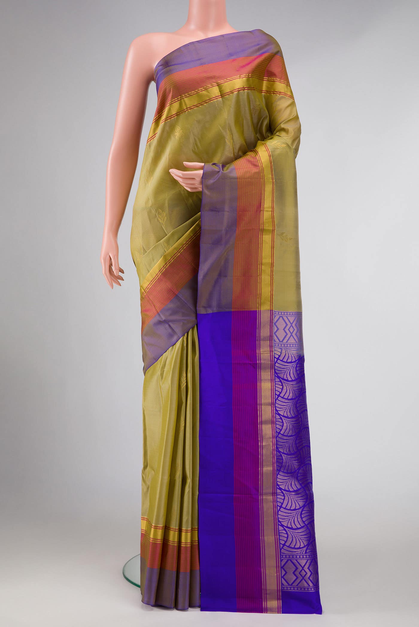 Pista Green Dual Tone Soft Silk Saree
