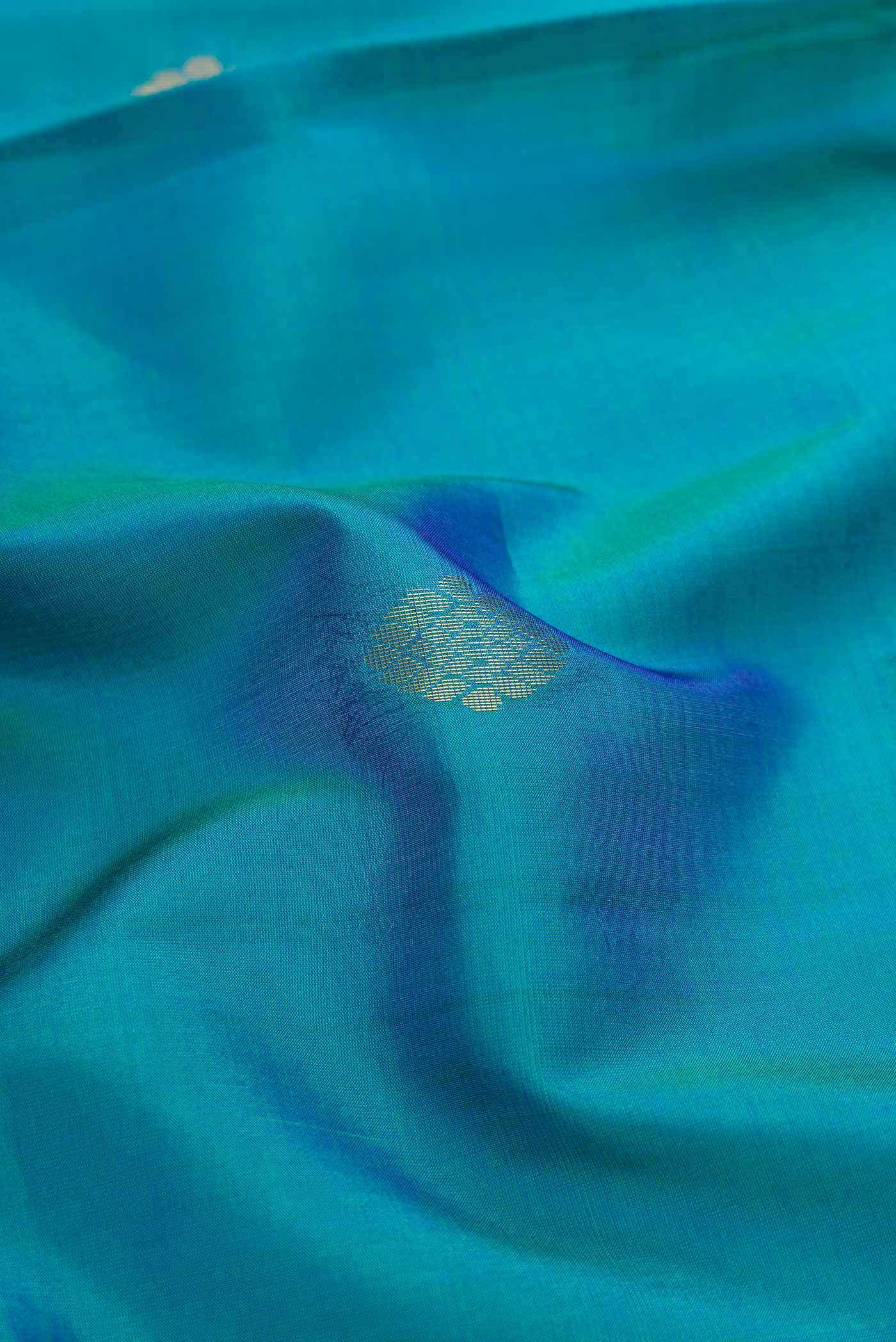 Peacock Blue Dual Tone Soft Silk Saree