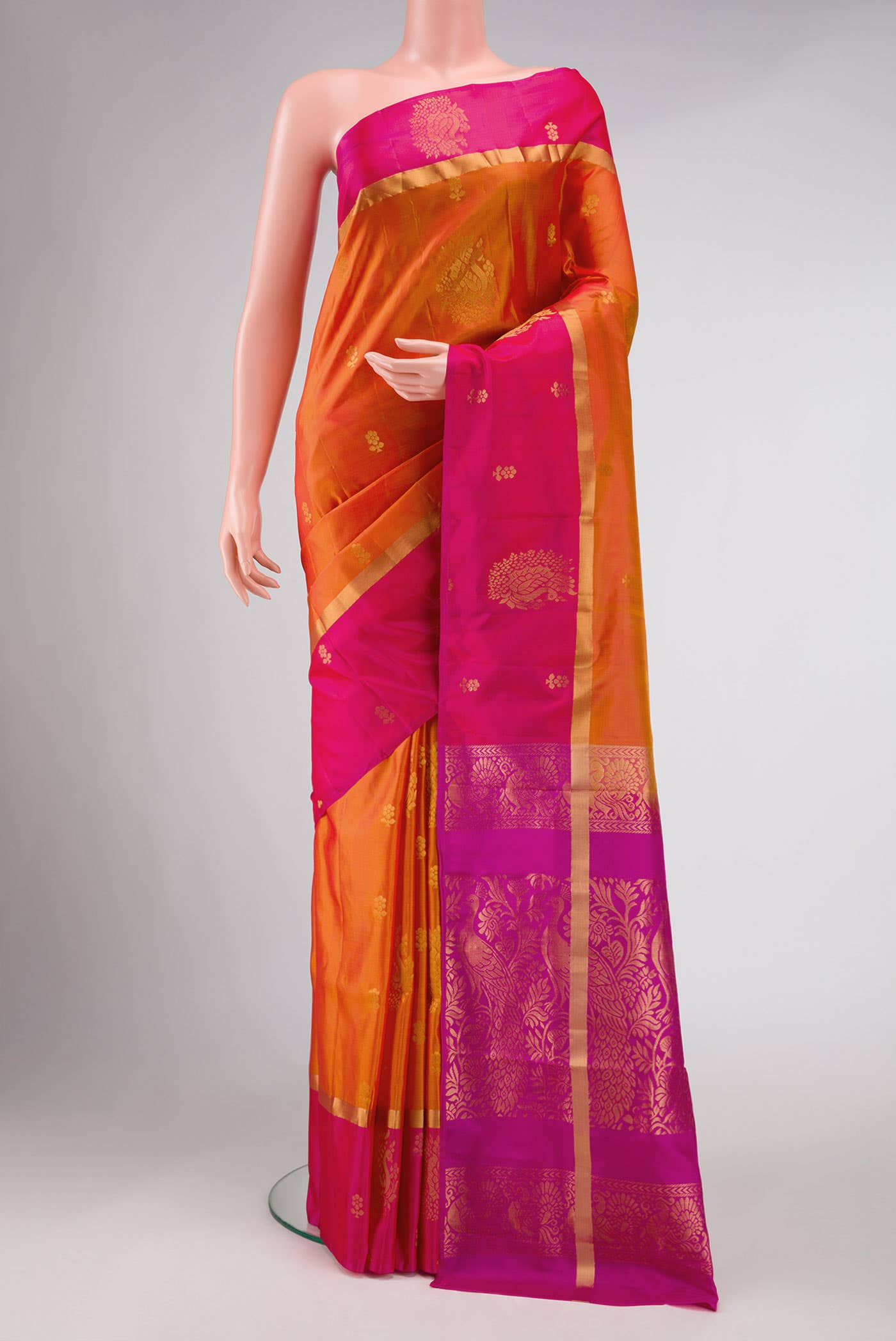 Mustard Dual Tone Soft Silk Saree