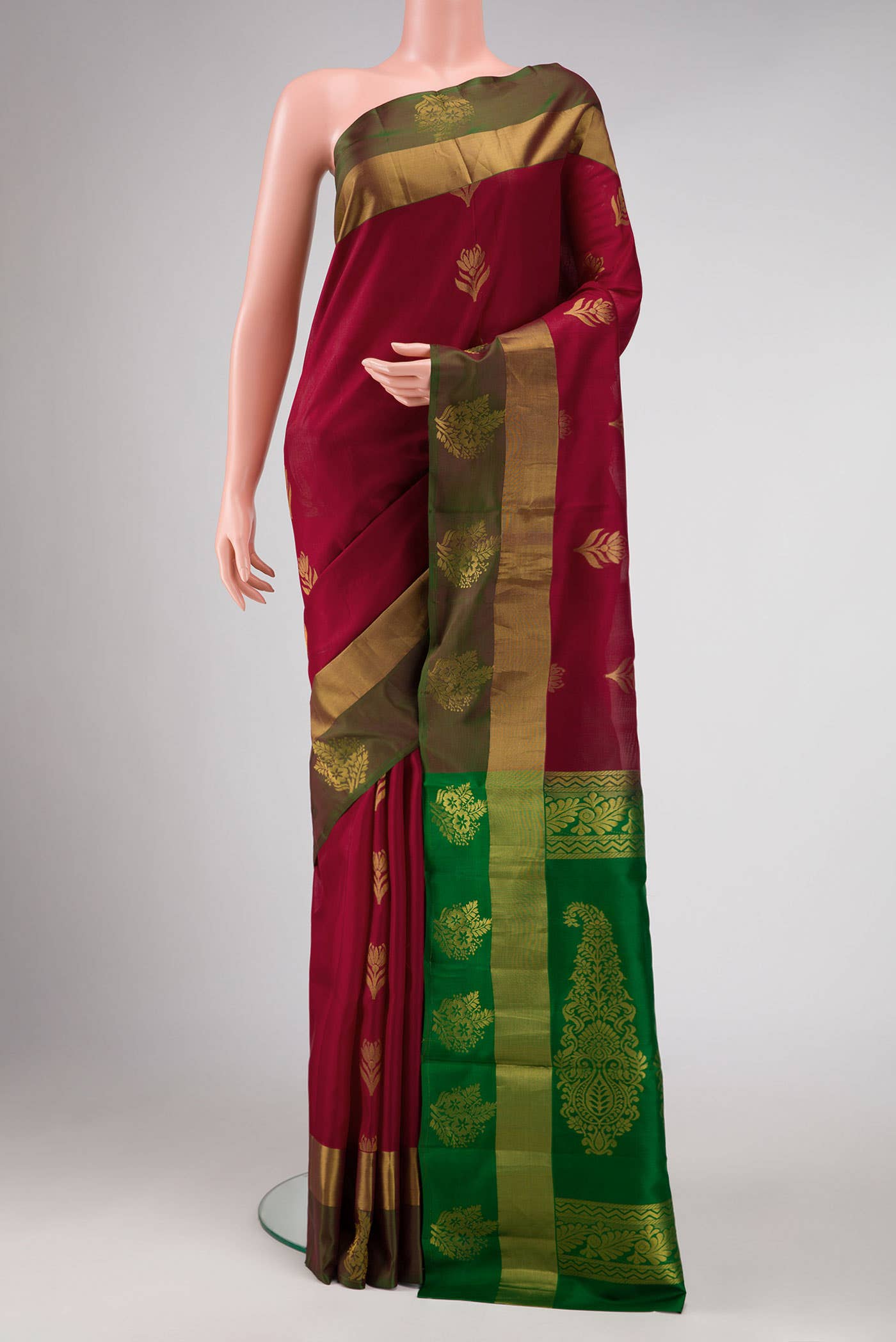 Maroon Dual Tone Soft Silk Saree