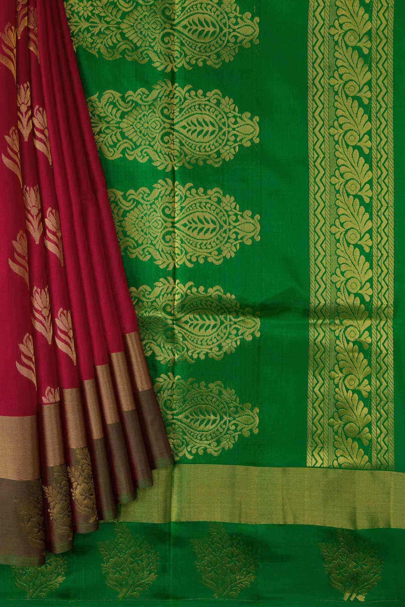 Maroon Dual Tone Soft Silk Saree