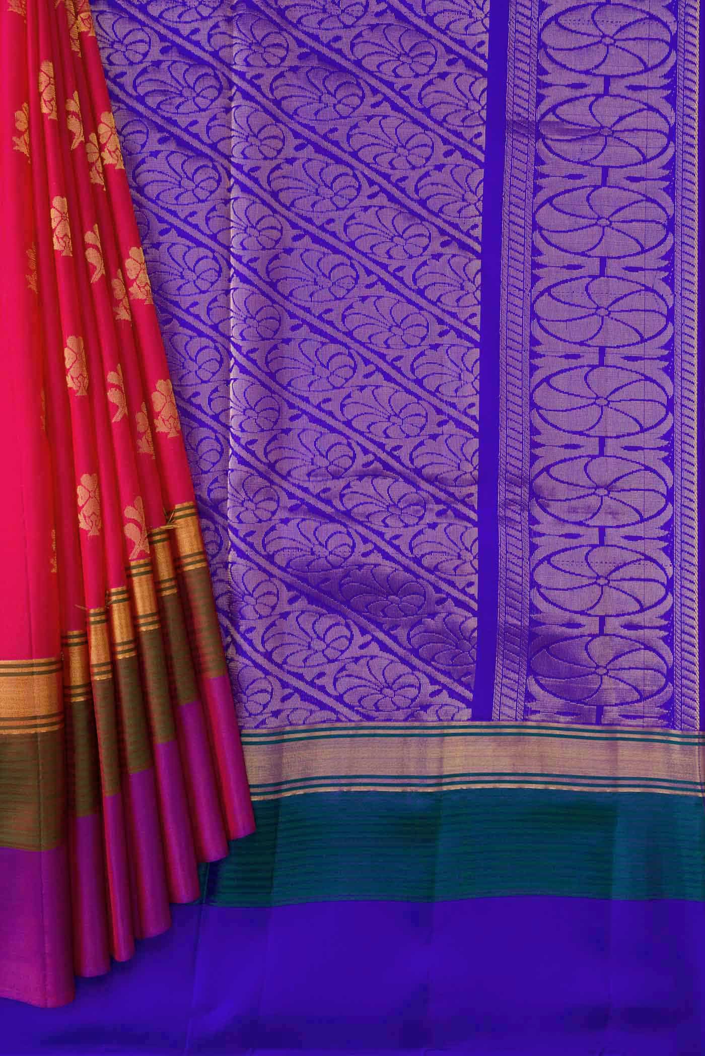Dark Pink Dual Tone Soft Silk Saree