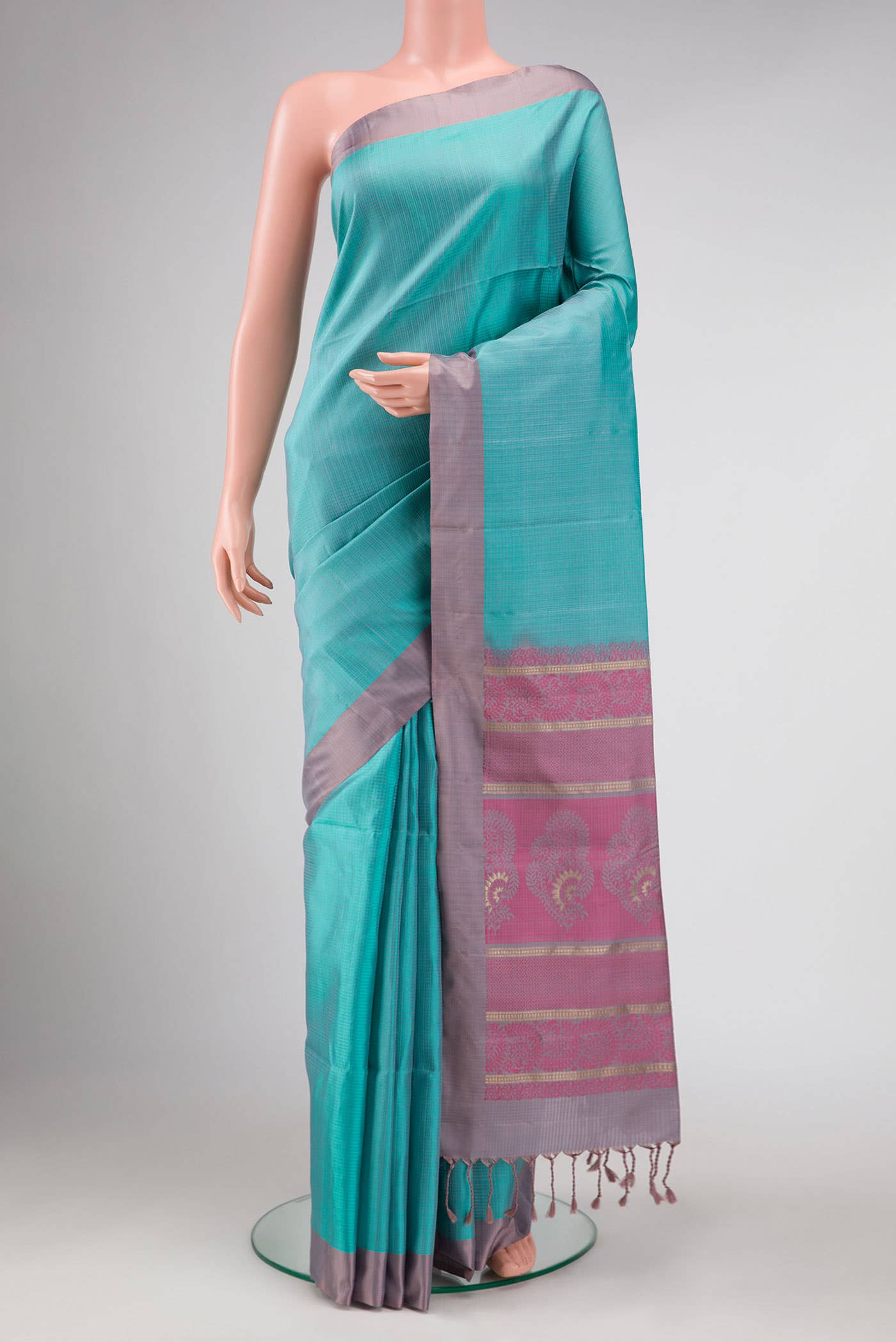 Blue Dual Tone Soft Silk Saree