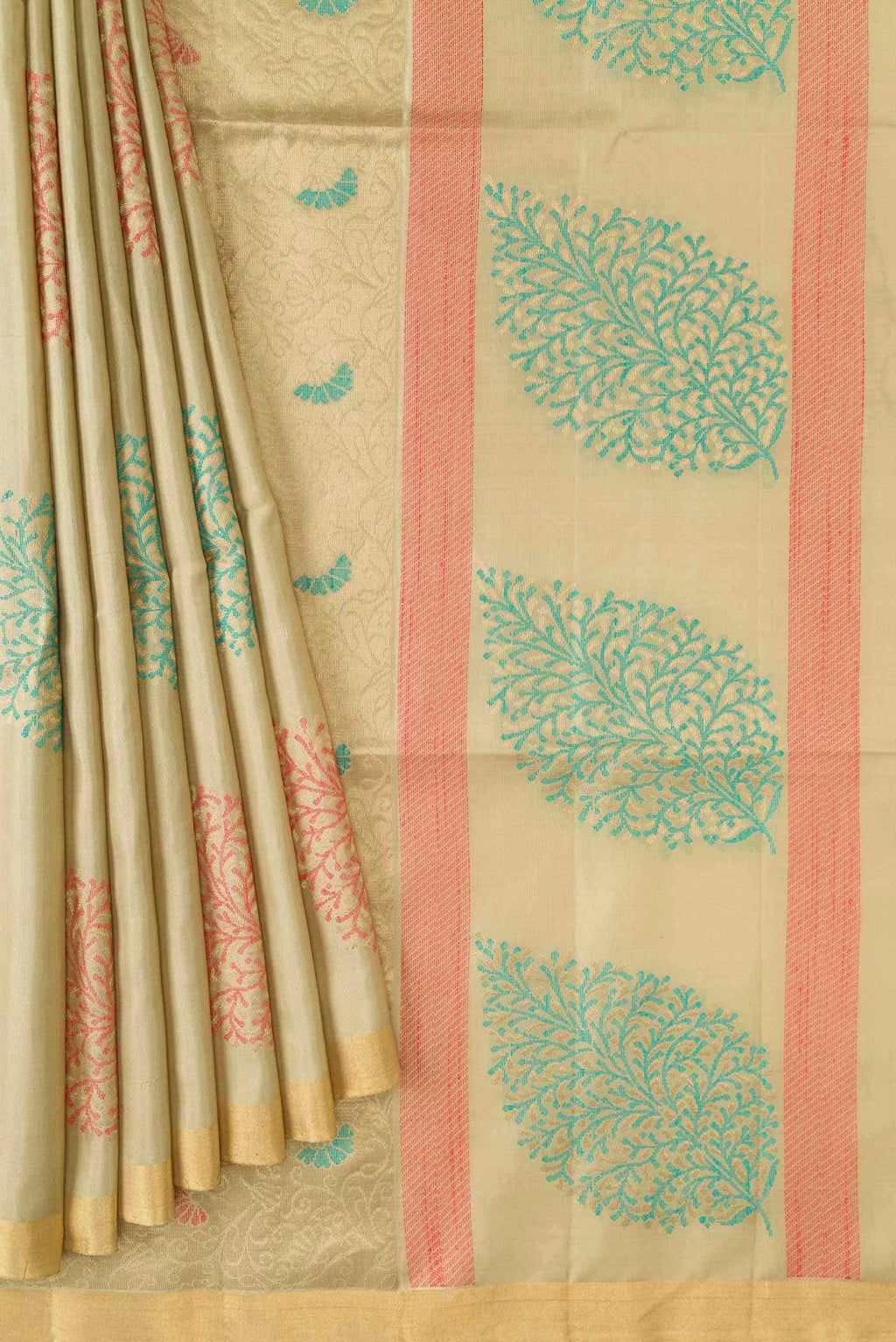 Dark Beige Dual Tone Soft Silk Saree