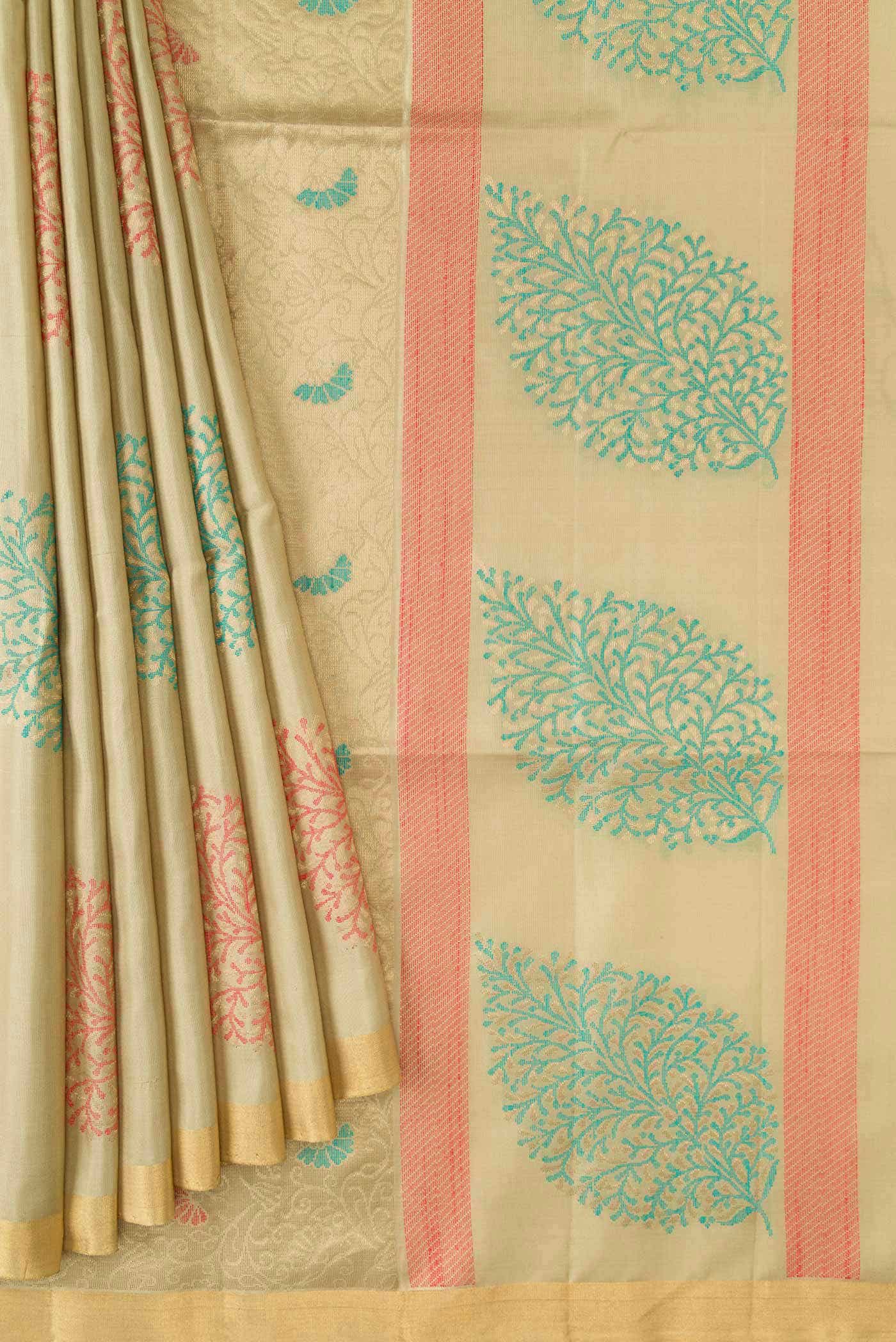 Dark Beige Dual Tone Soft Silk Saree