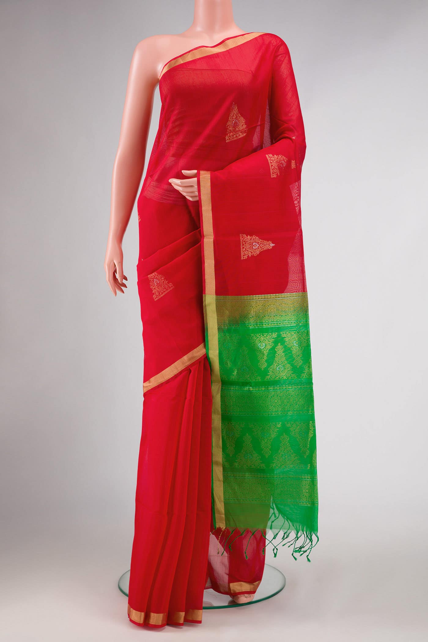 Red Dual Tone Silk Cotton Saree