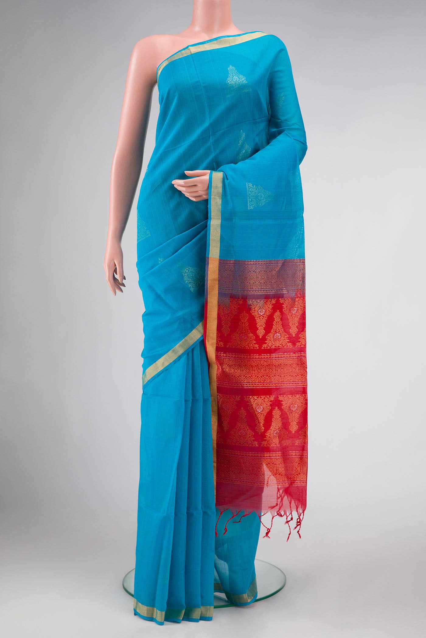 Sky Blue Silk Cotton Saree