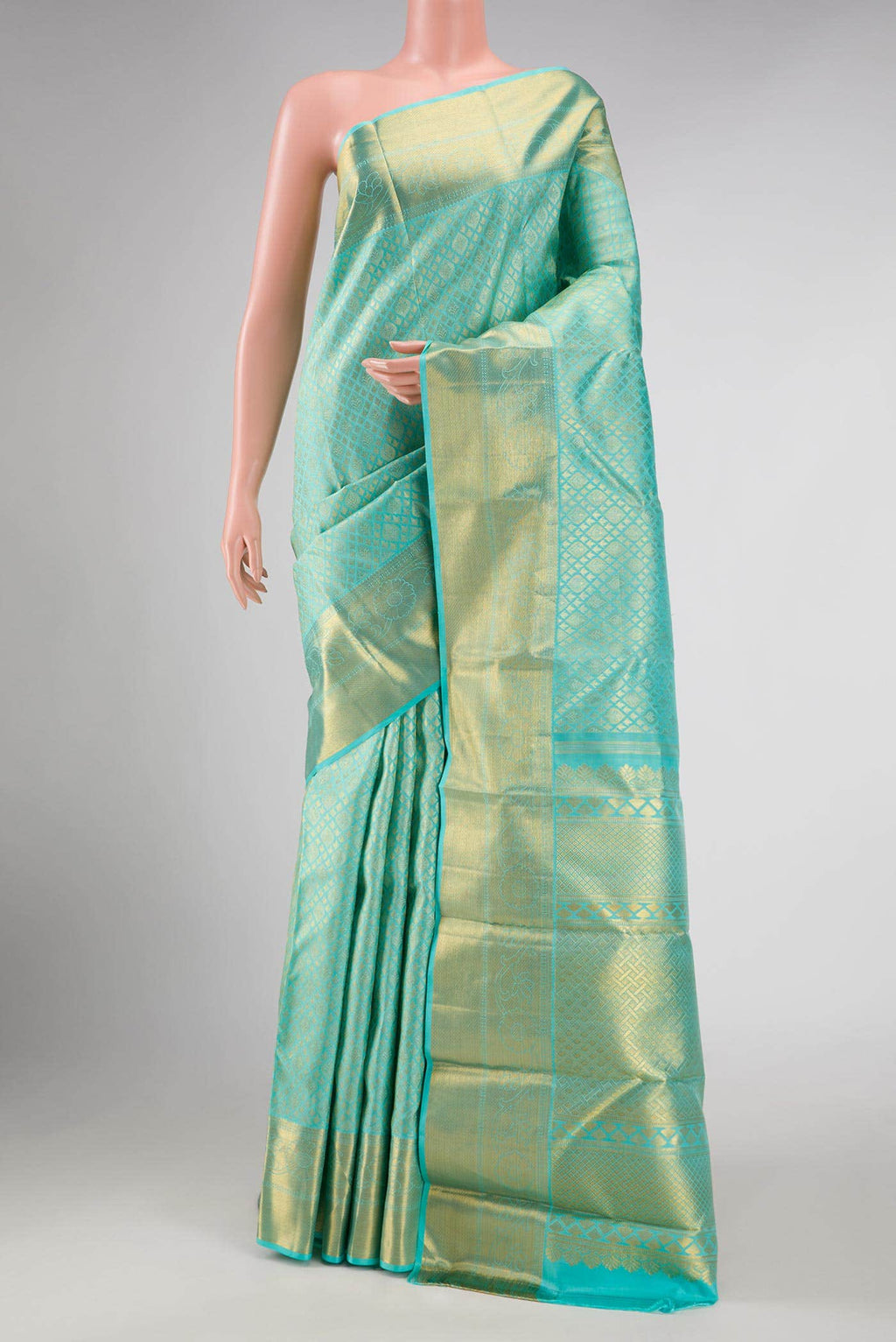 Sky Blue Dual Tone Kanchipuram Silk Saree