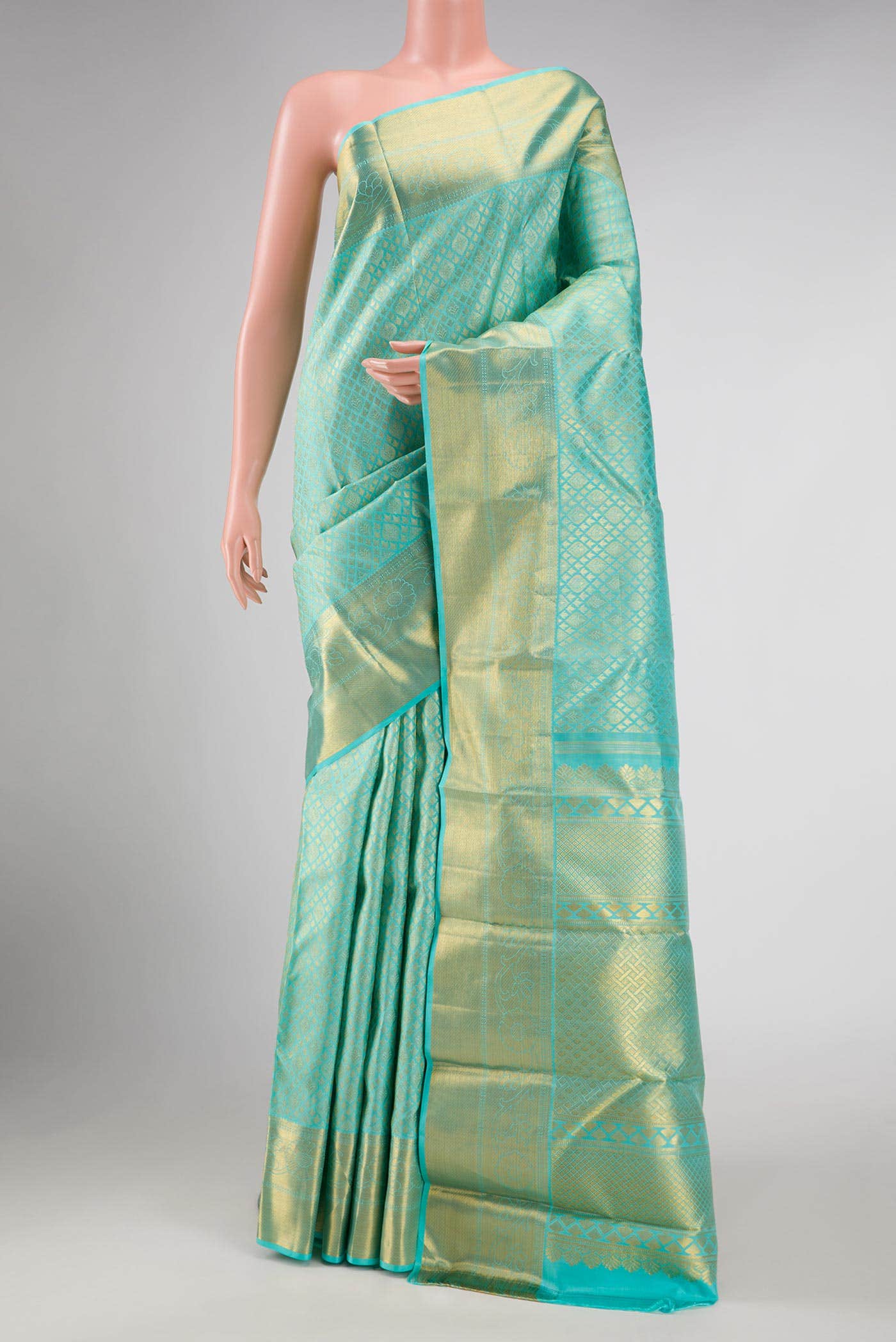 Sky Blue Dual Tone Kanchipuram Silk Saree