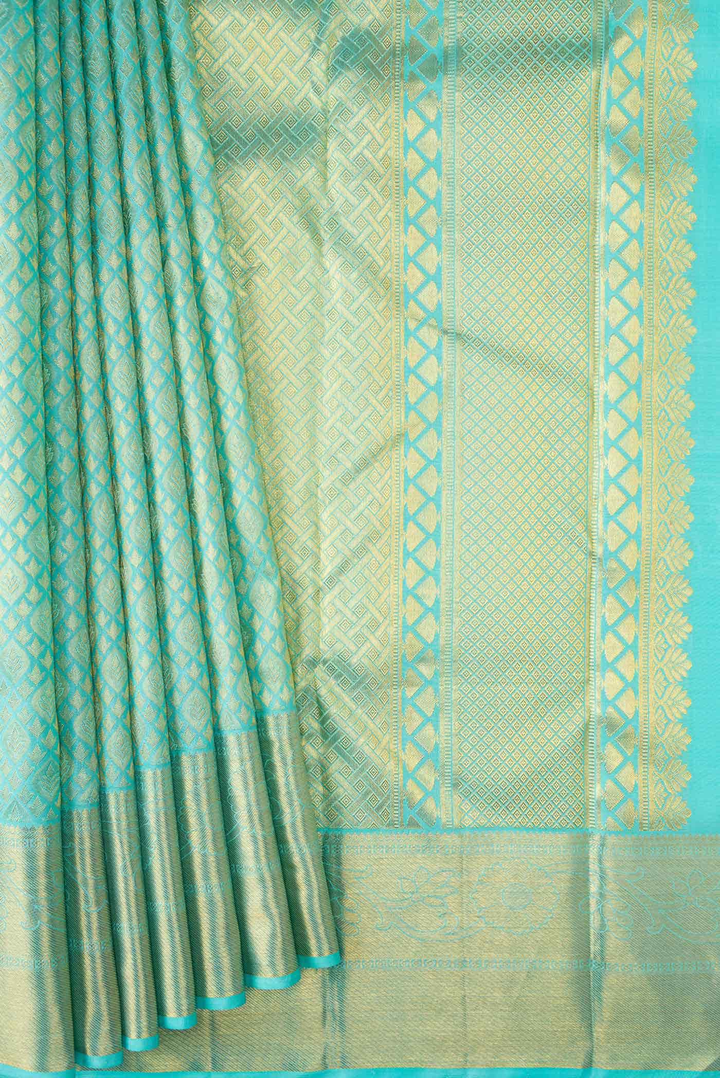 Sky Blue Dual Tone Kanchipuram Silk Saree