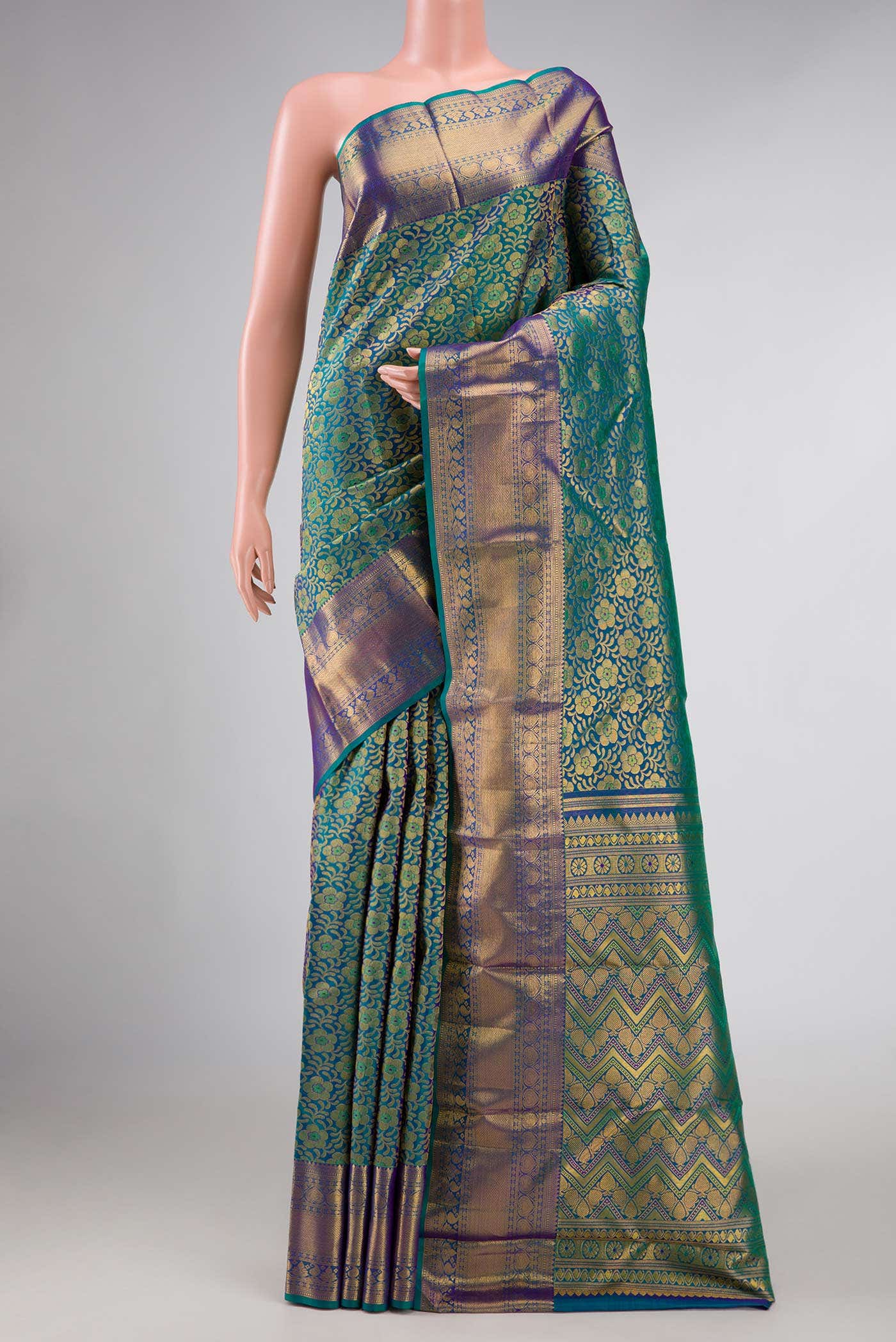 Green Dual Tone Kanchipuram Silk Saree