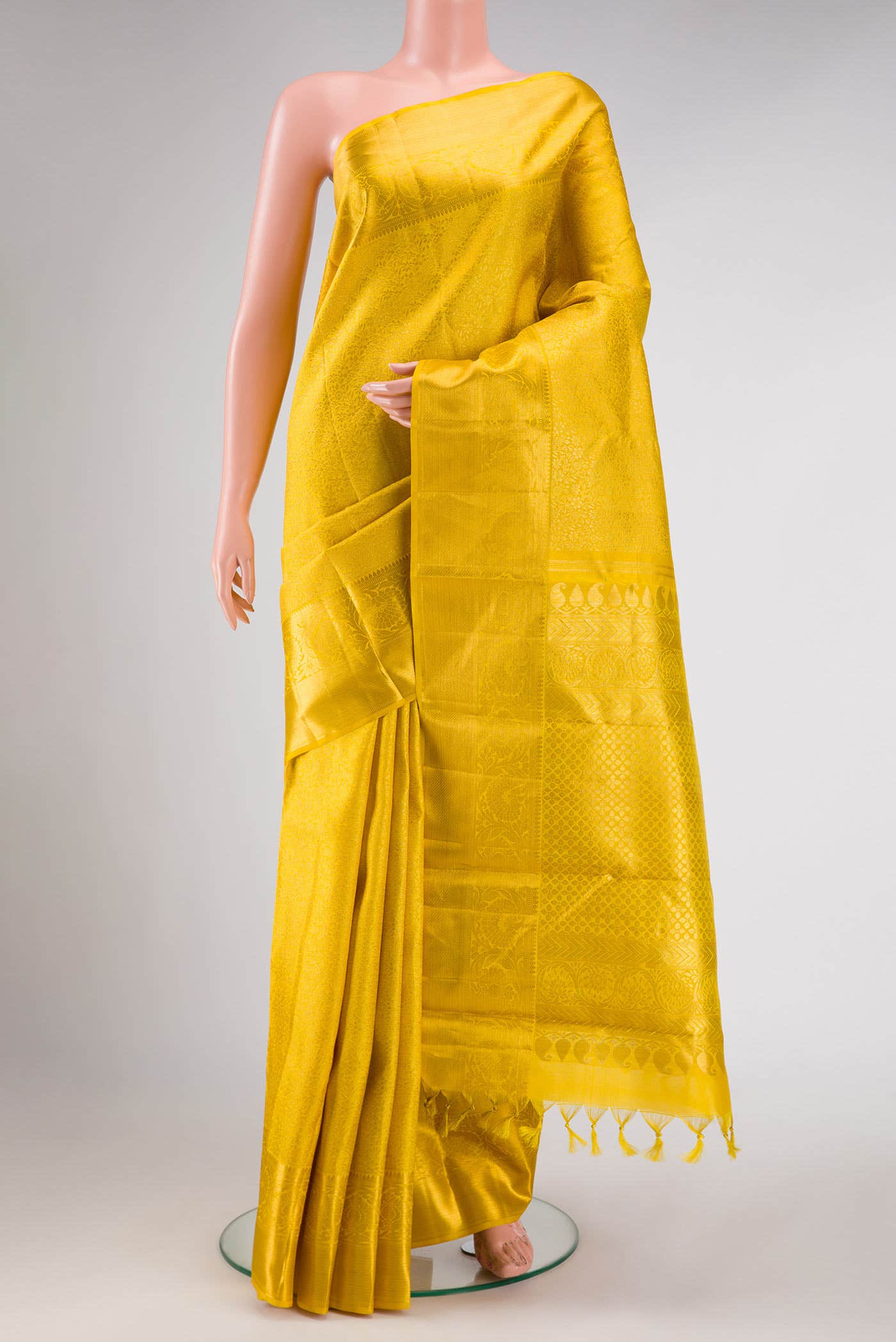Yellow Dual Tone Kanchipuram Silk Saree