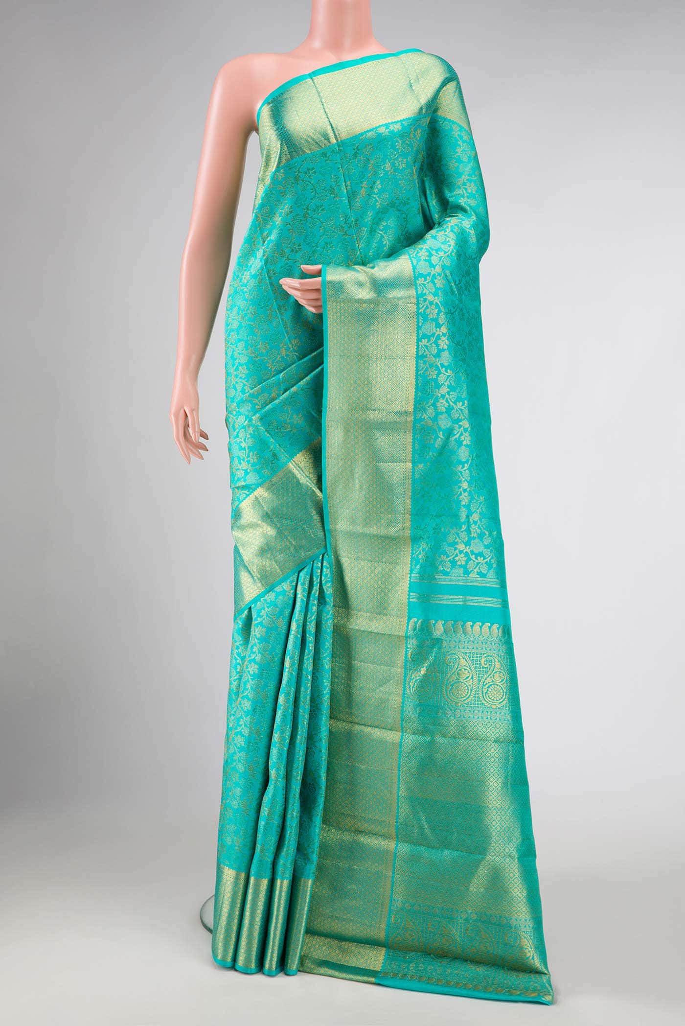 Light Blue Dual Tone Kanchipuram Silk Saree