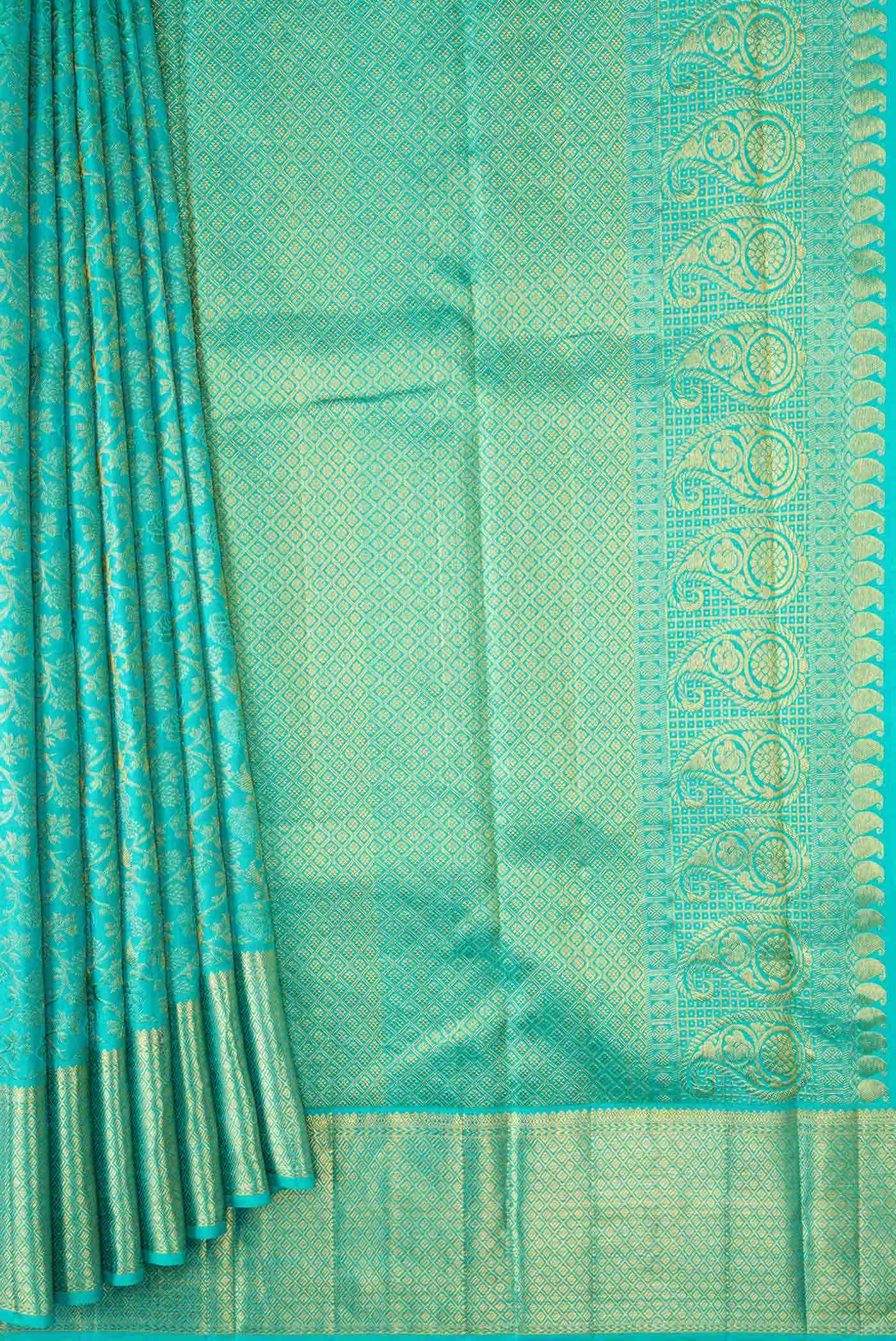 Light Blue Dual Tone Kanchipuram Silk Saree
