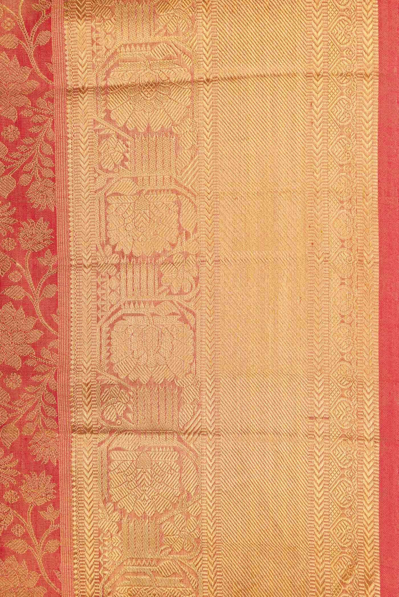 Pure Silk Pure Zari Red Dual Tone Kanchipuram Tissue Saree