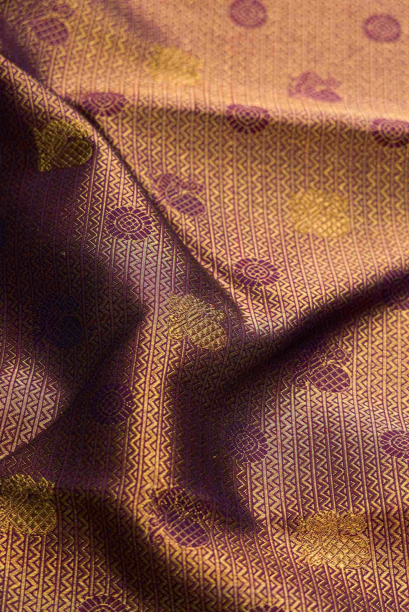 Pure Silk Pure Zari Burgundy Dual Tone Kanchipuram Saree