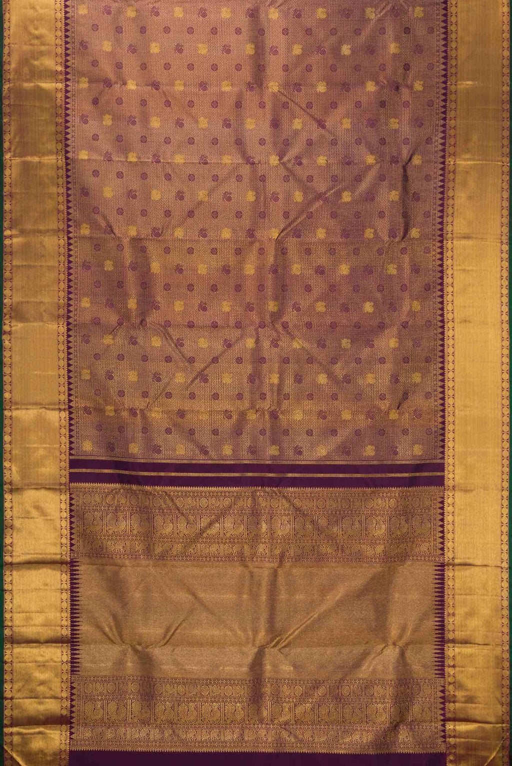 Pure Silk Pure Zari Burgundy Dual Tone Kanchipuram Saree