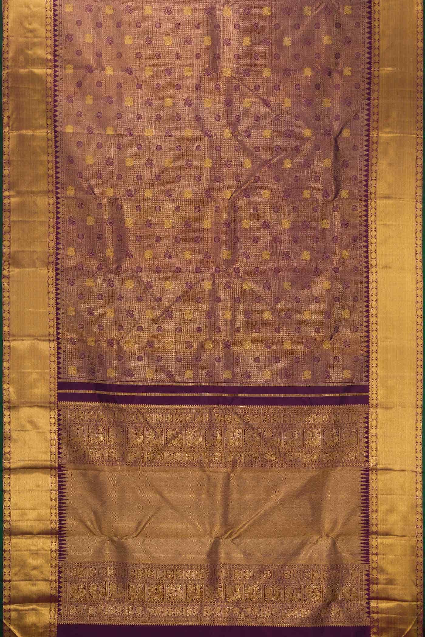 Pure Silk Pure Zari Burgundy Dual Tone Kanchipuram Saree