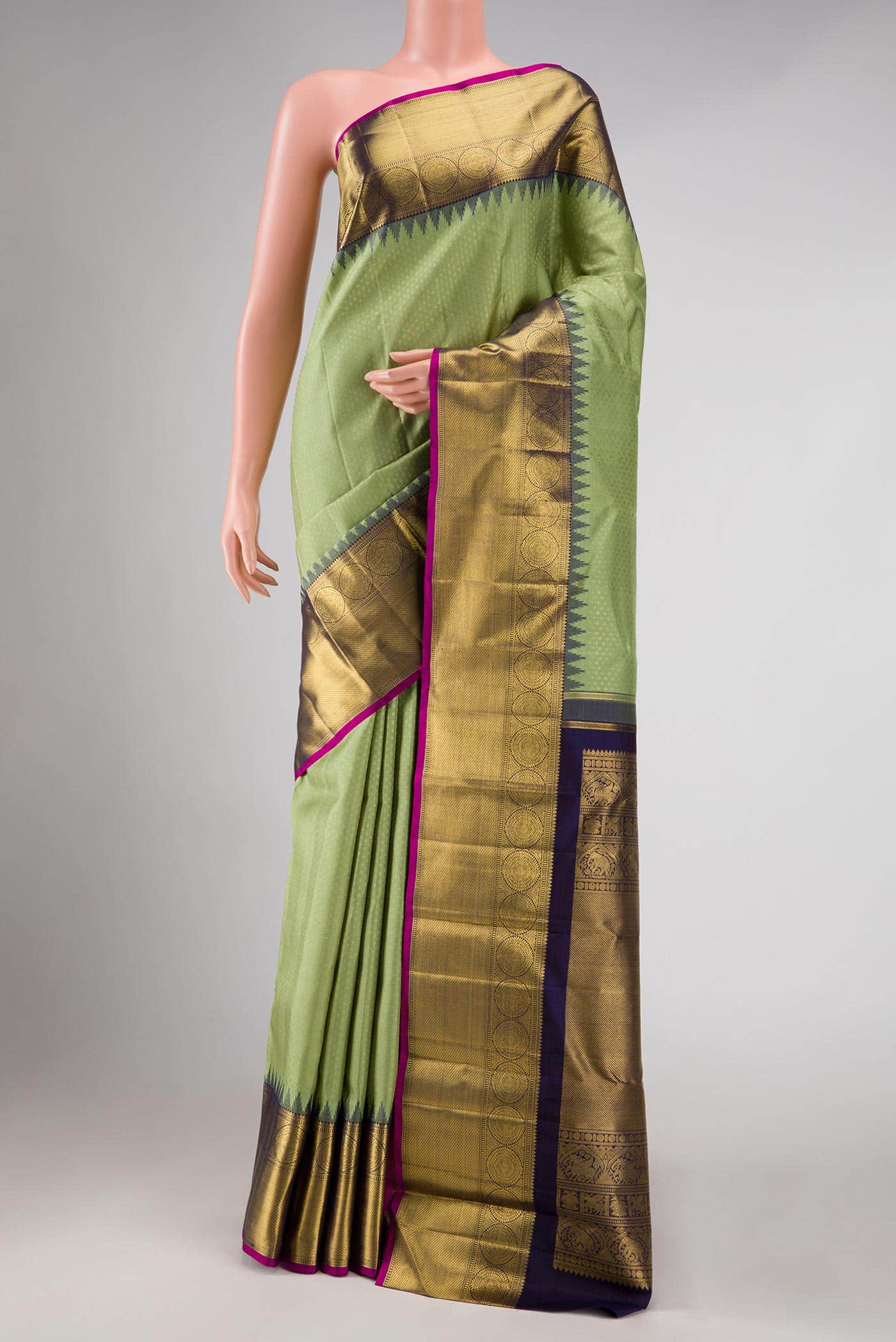 Pure Silk Pure Zari Green Kanchipuram Saree