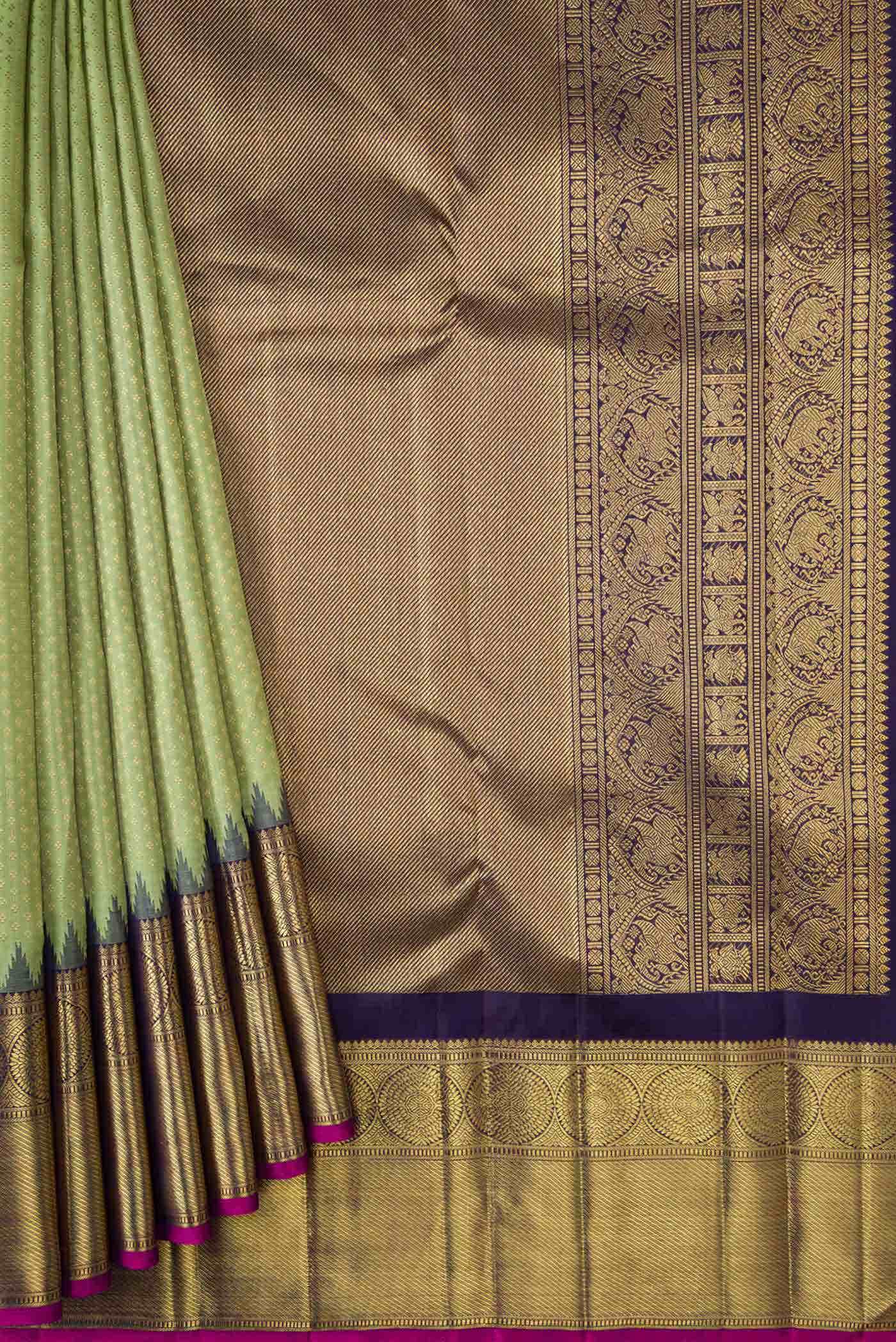 Pure Silk Pure Zari Green Kanchipuram Saree