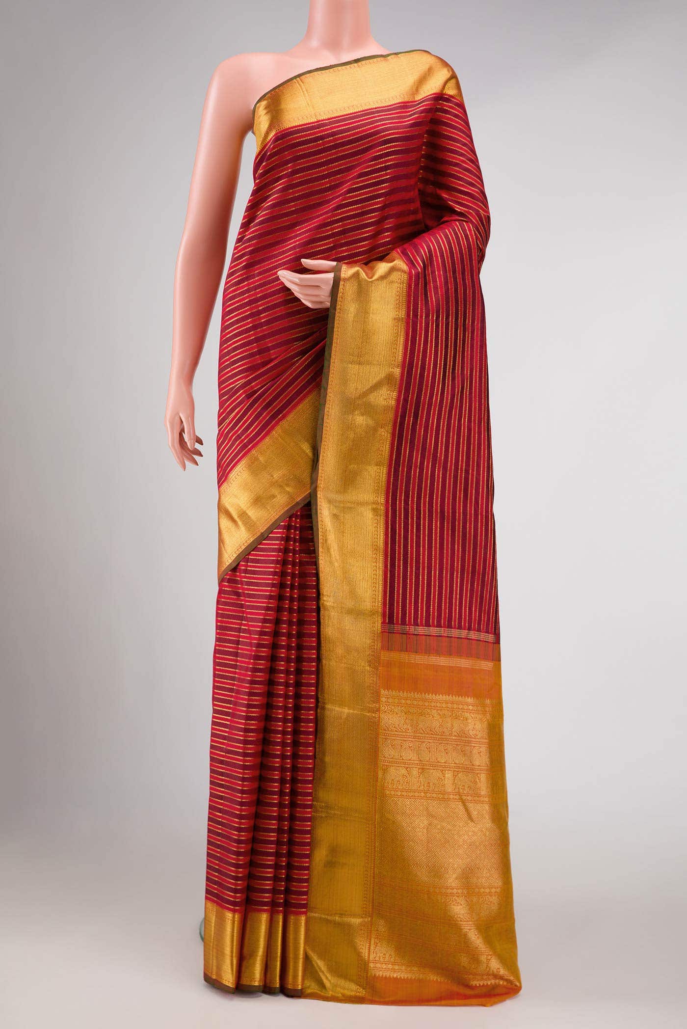 Pure Silk Pure Zari Multi Kanchipuram Saree