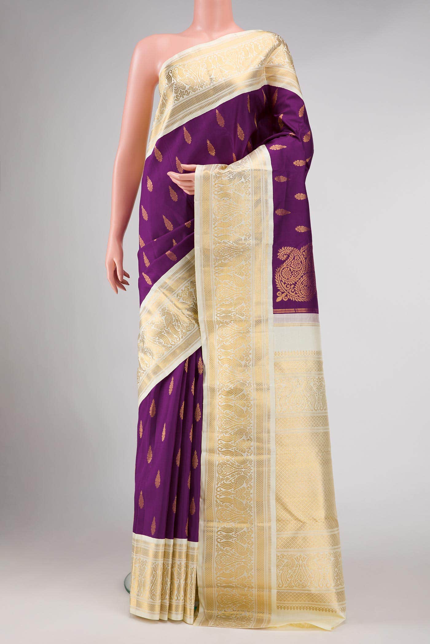 Pure Silk Pure Zari Purple Kanchipuram Saree